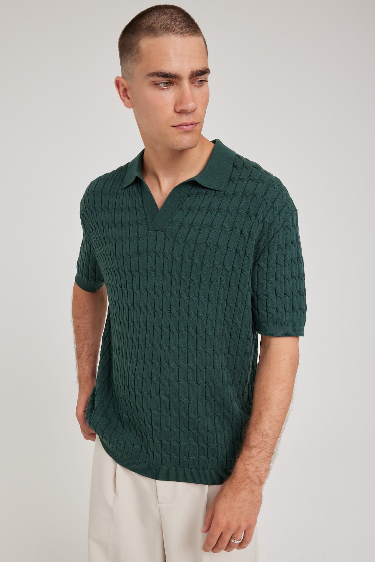 Common Need Cable Knitted Polo Dark Green – Universal Store