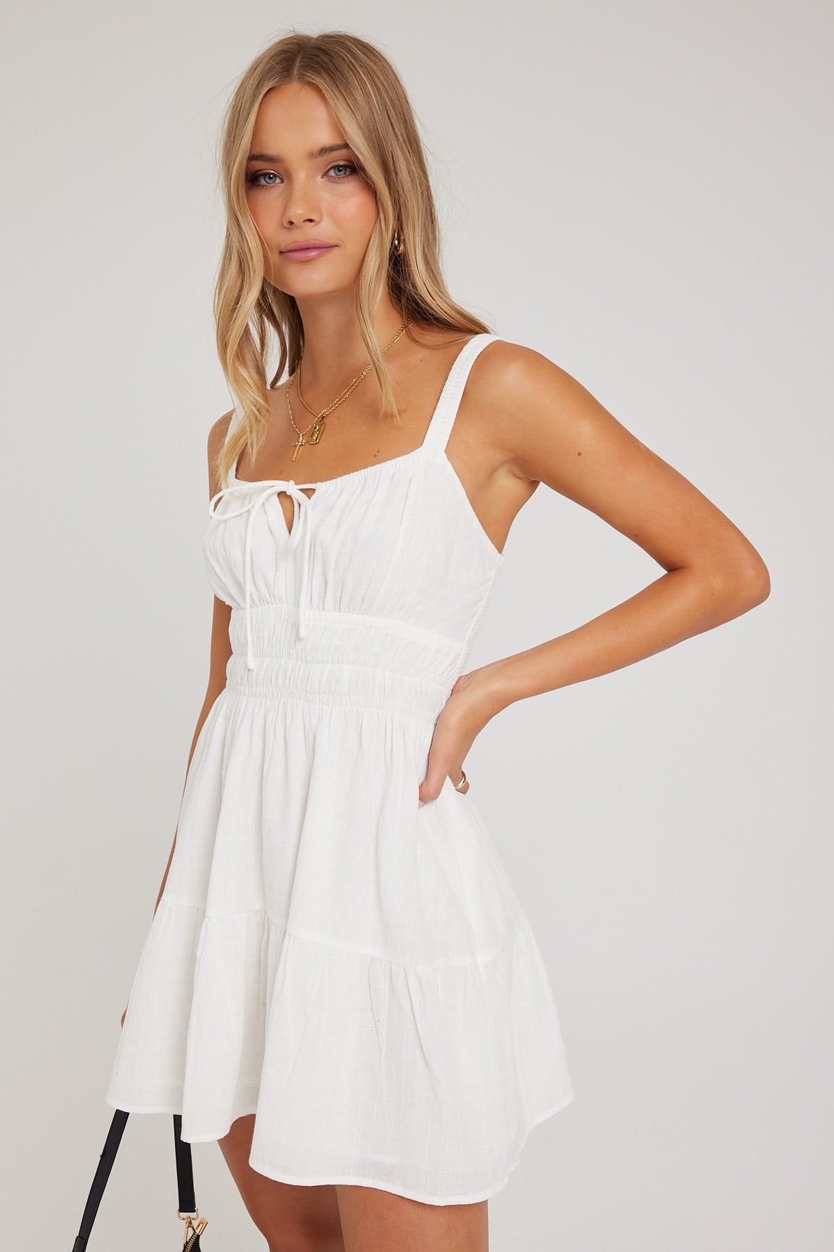 Luck & Trouble Isola Cotton Mini Dress White