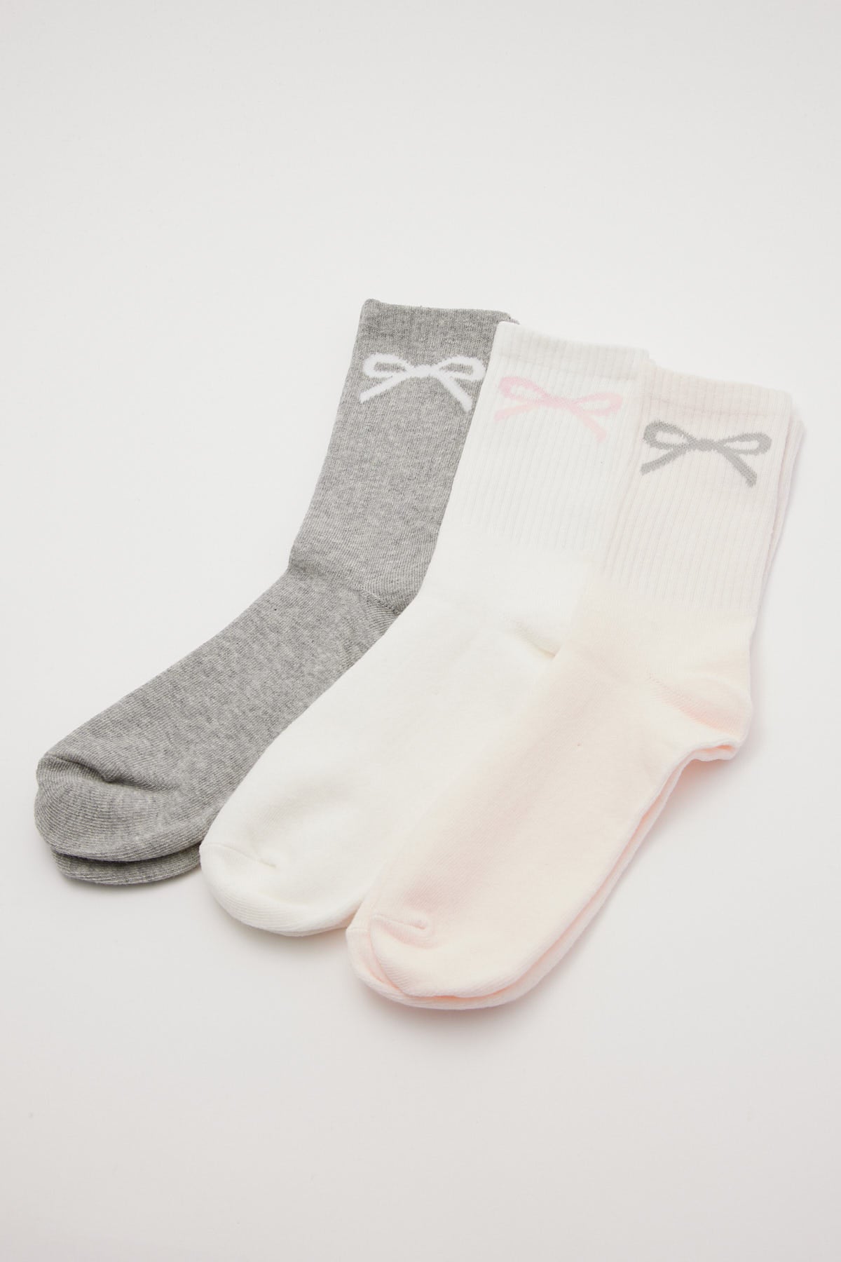 Luck & Trouble Coquette Sock 3 Pack Grey/White/Pink