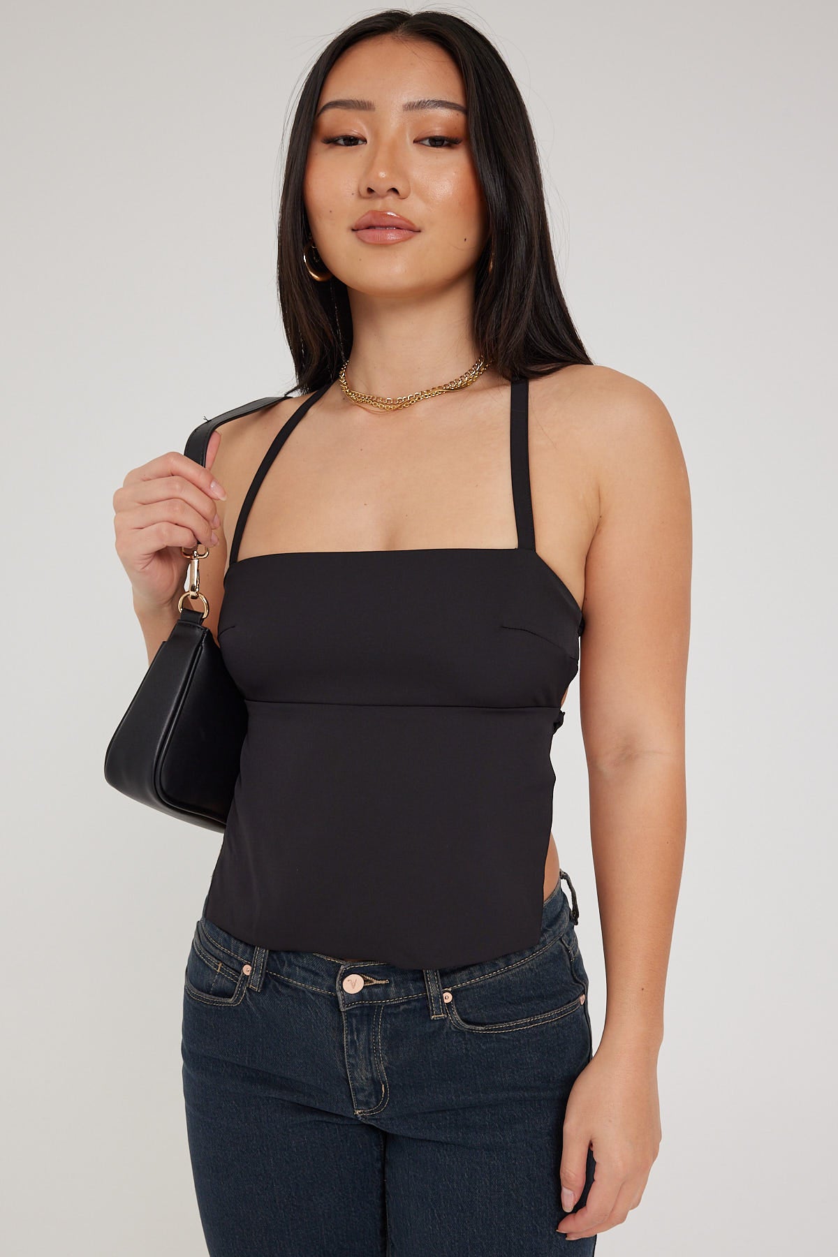 Perfect Stranger Lace Up Back Tie Top Black