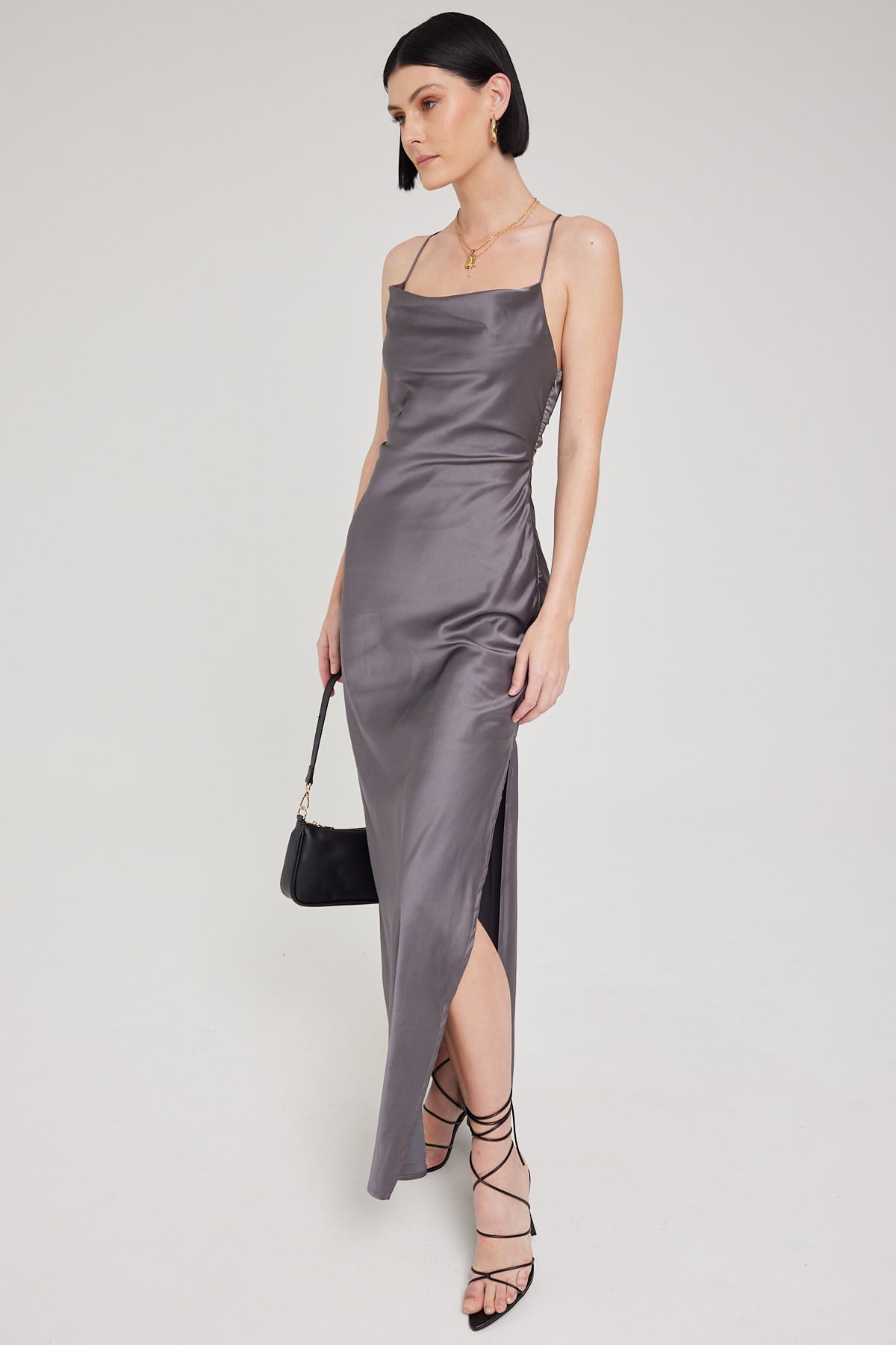 Perfect Stranger Evie Recycled Maxi Dress Charcoal