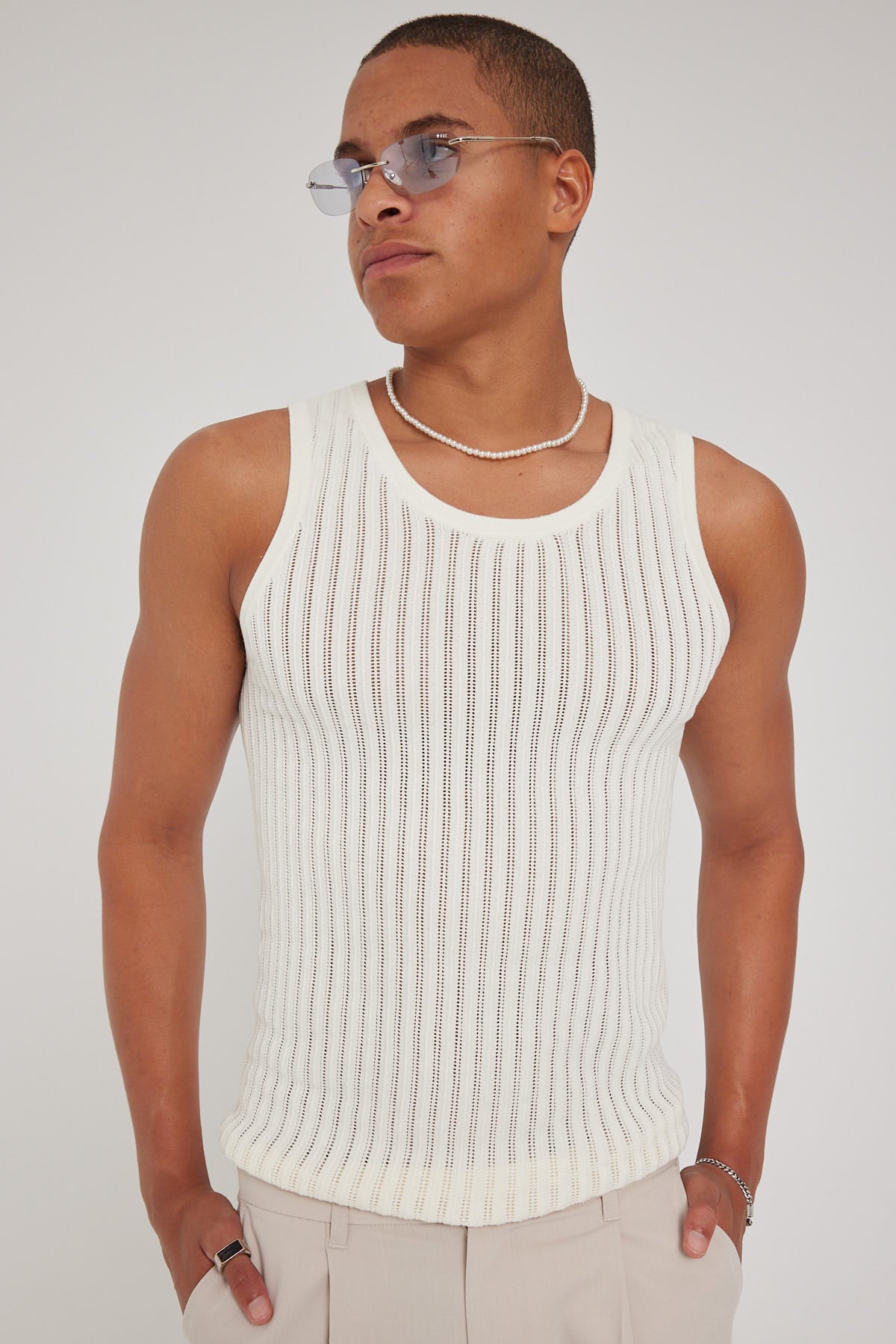 Common Need Bruno Knit Singlet Off White