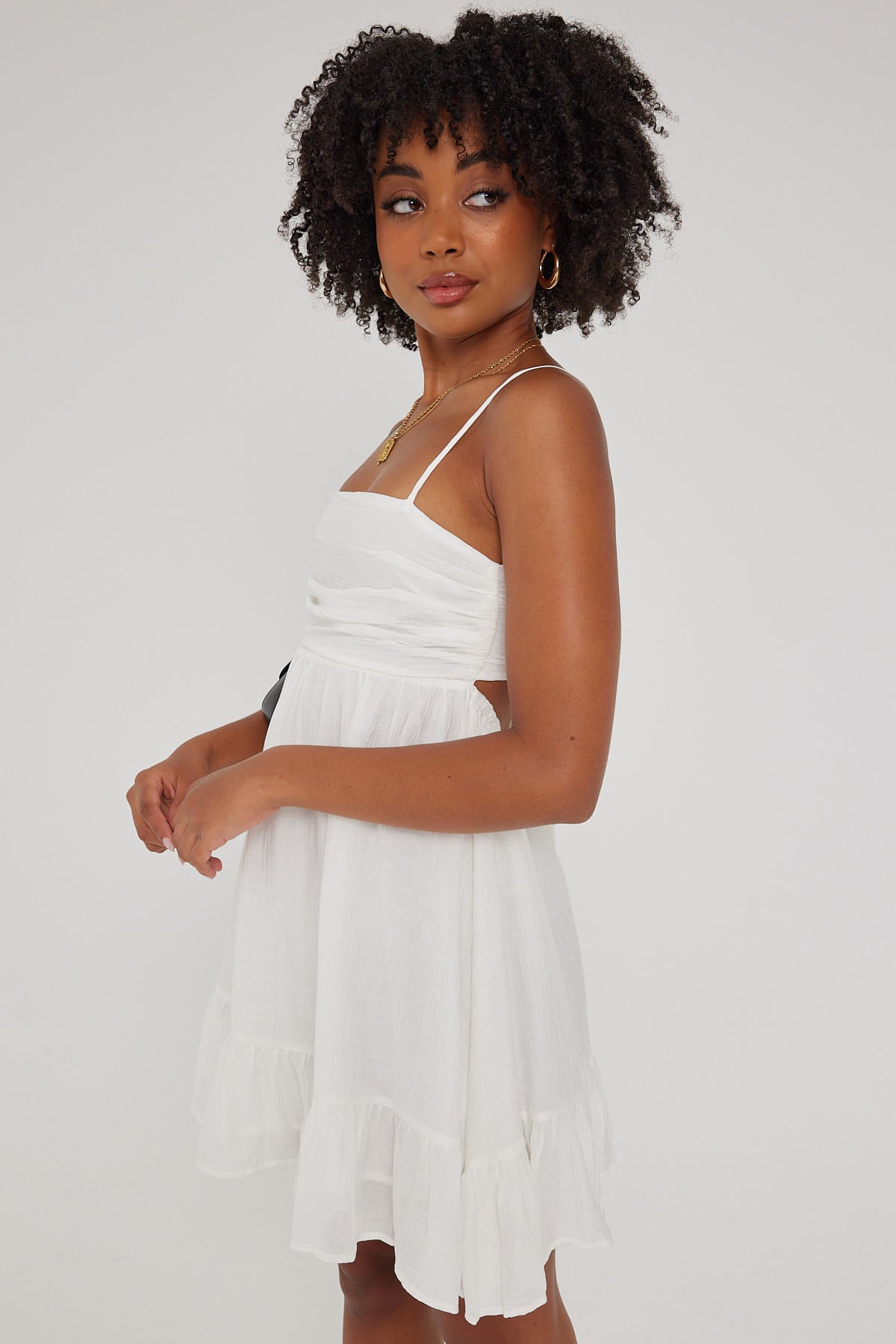 Luck & Trouble SUMMER SWAY BOW MINI DRESS White