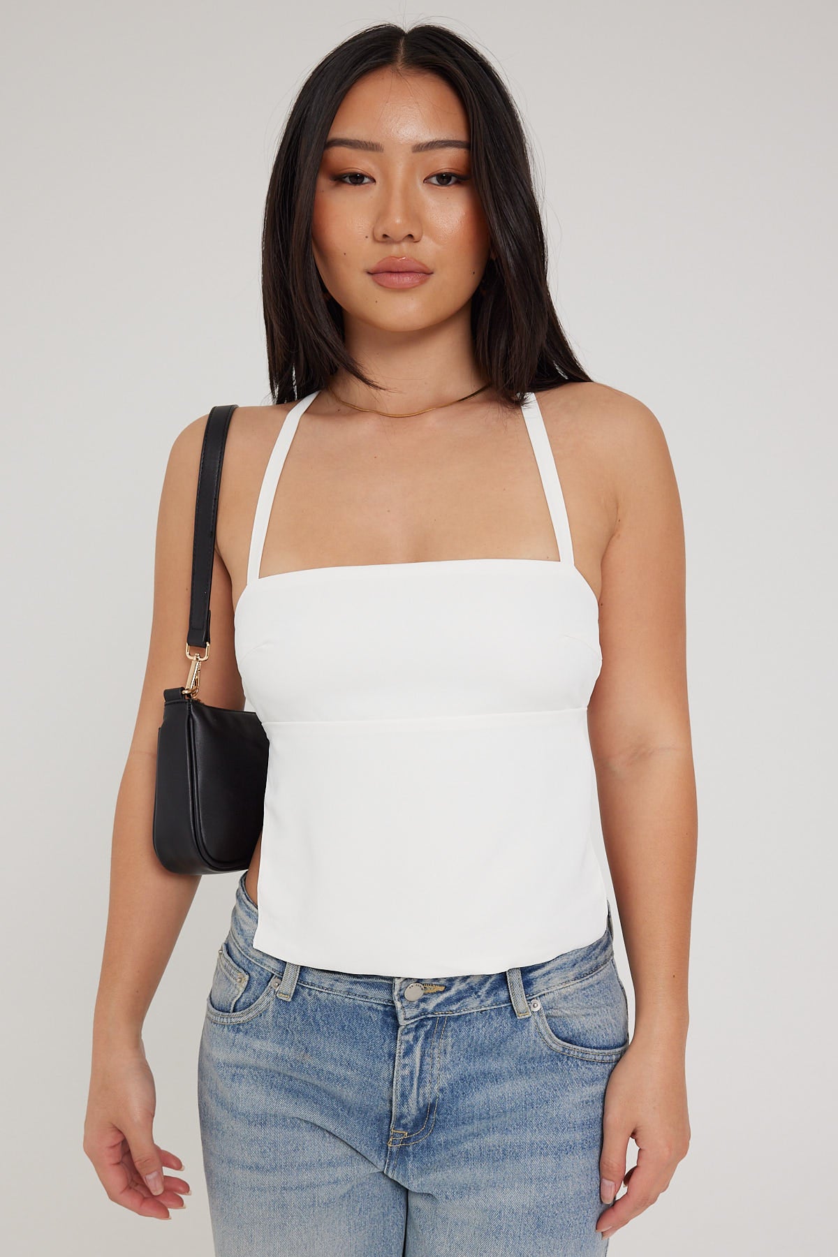 Perfect Stranger Lace Up Back Tie Top White