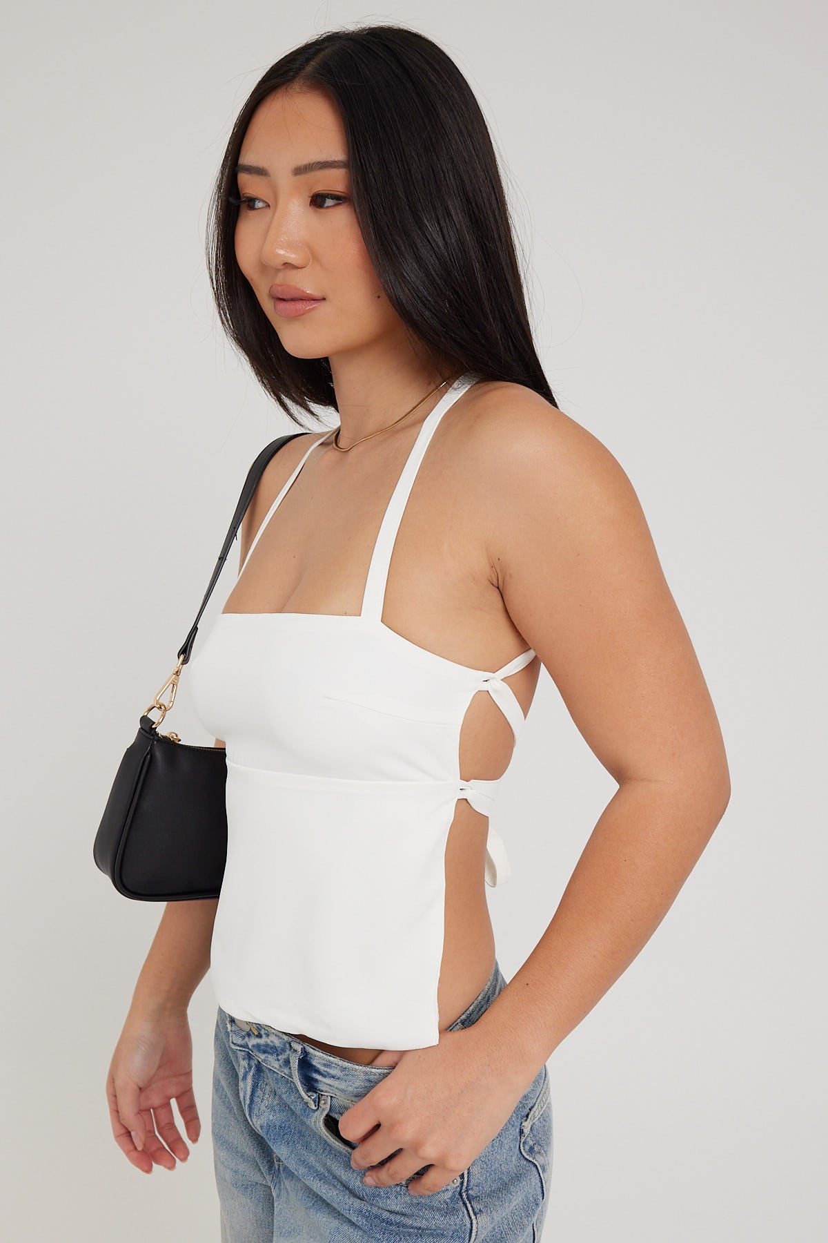 Perfect Stranger Lace Up Back Tie Top White