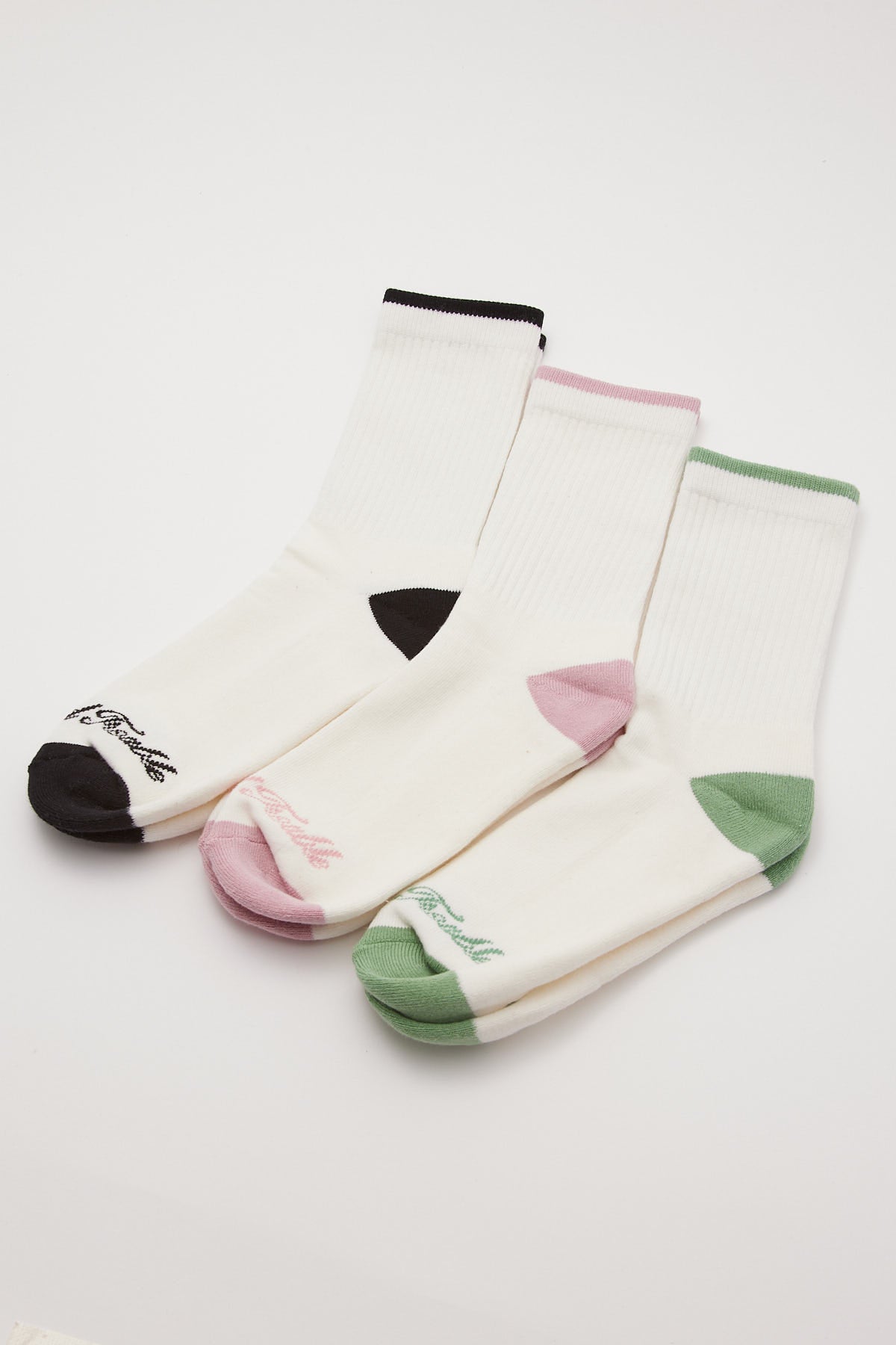Luck & Trouble Snug Stripe Sock 3 Pack Sage/Black/Pink