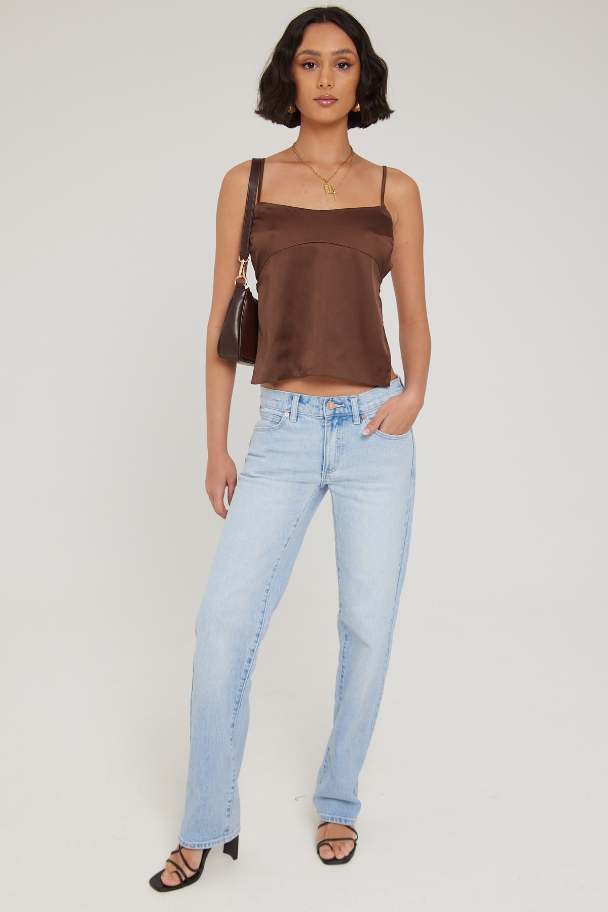 Luck & Trouble BRIAR LACE UP BACK TOP Brown