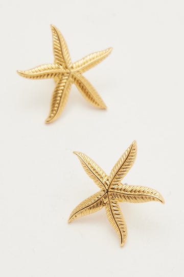 Perfect Stranger Starfish Stud Earring 18k Gold Plated Gold