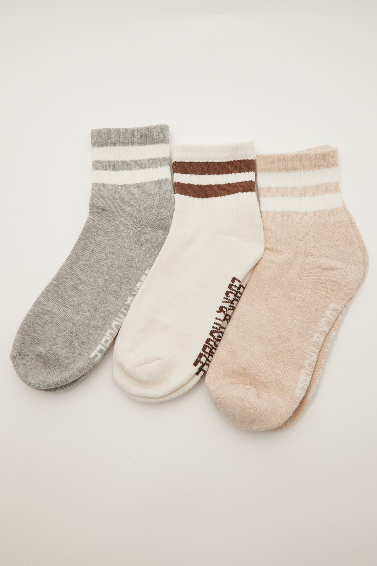Luck & Trouble Lucky Stripes Sock 3 Pack Oat/White/Grey