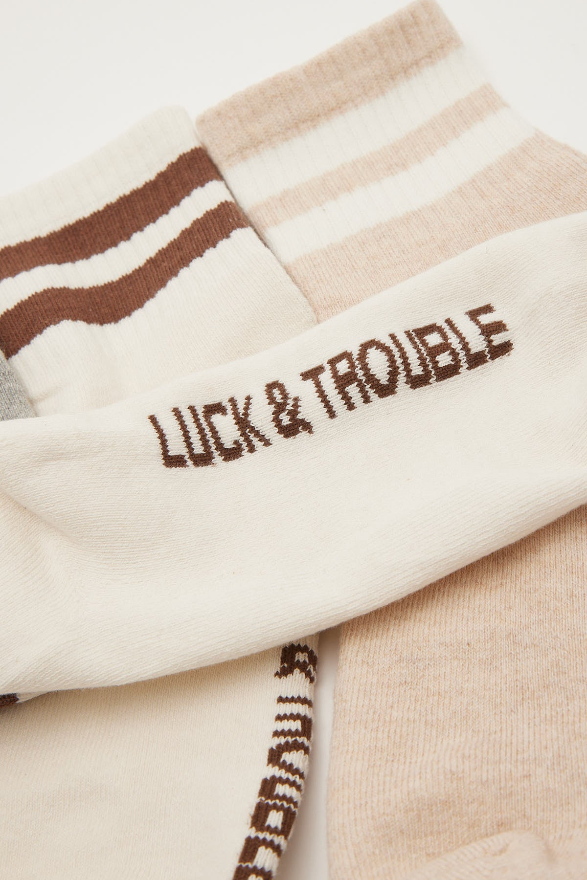 Luck & Trouble Lucky Stripes Sock 3 Pack Oat/White/Grey