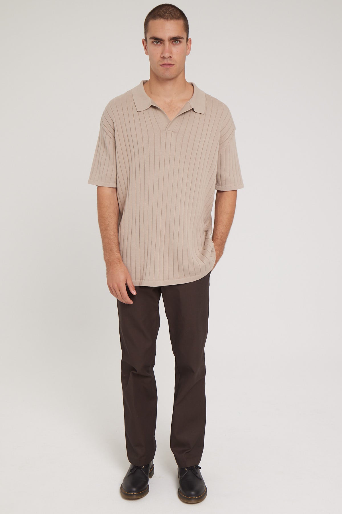 Common Need Orlando Wide Knit Polo Sand