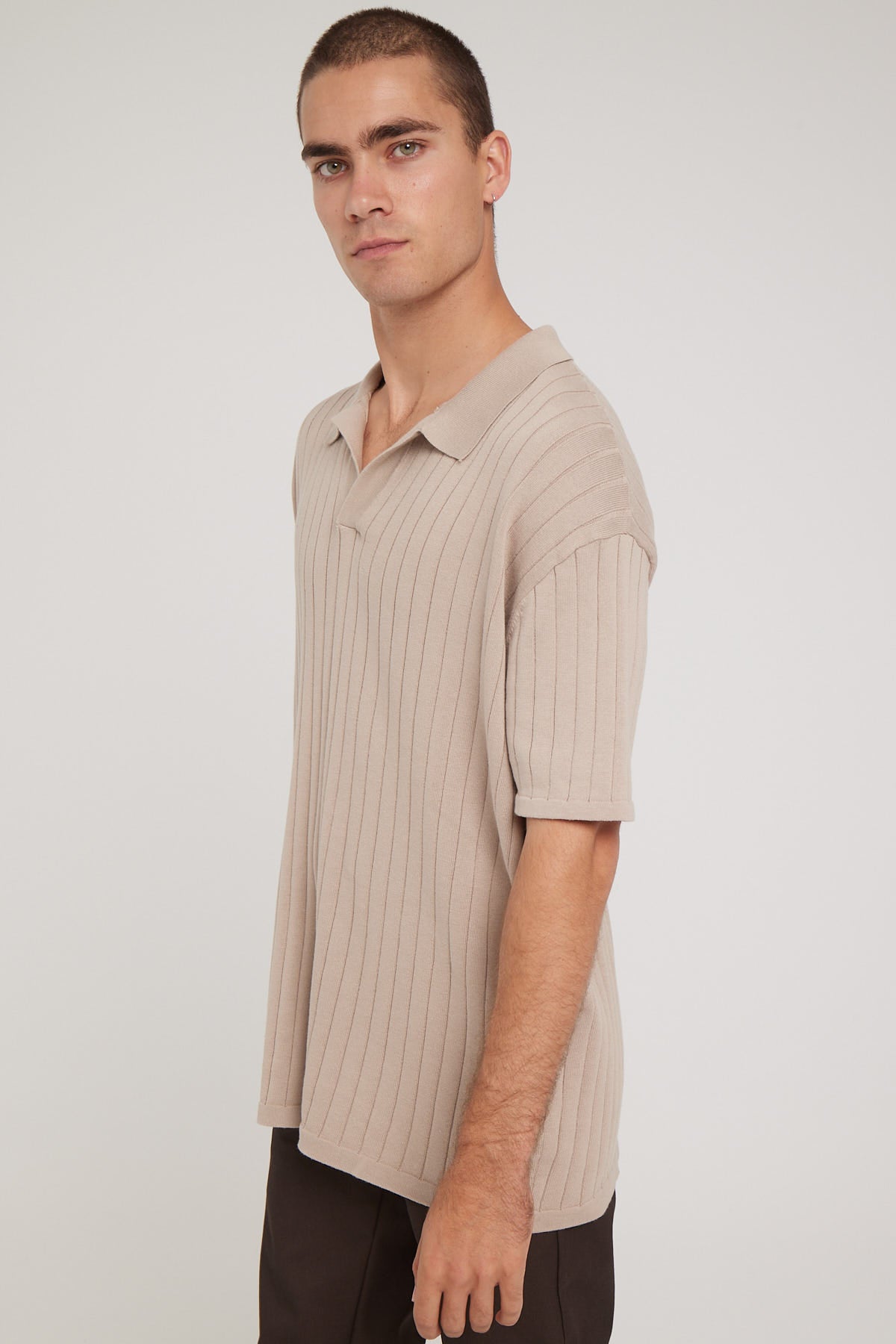 Common Need Orlando Wide Knit Polo Sand