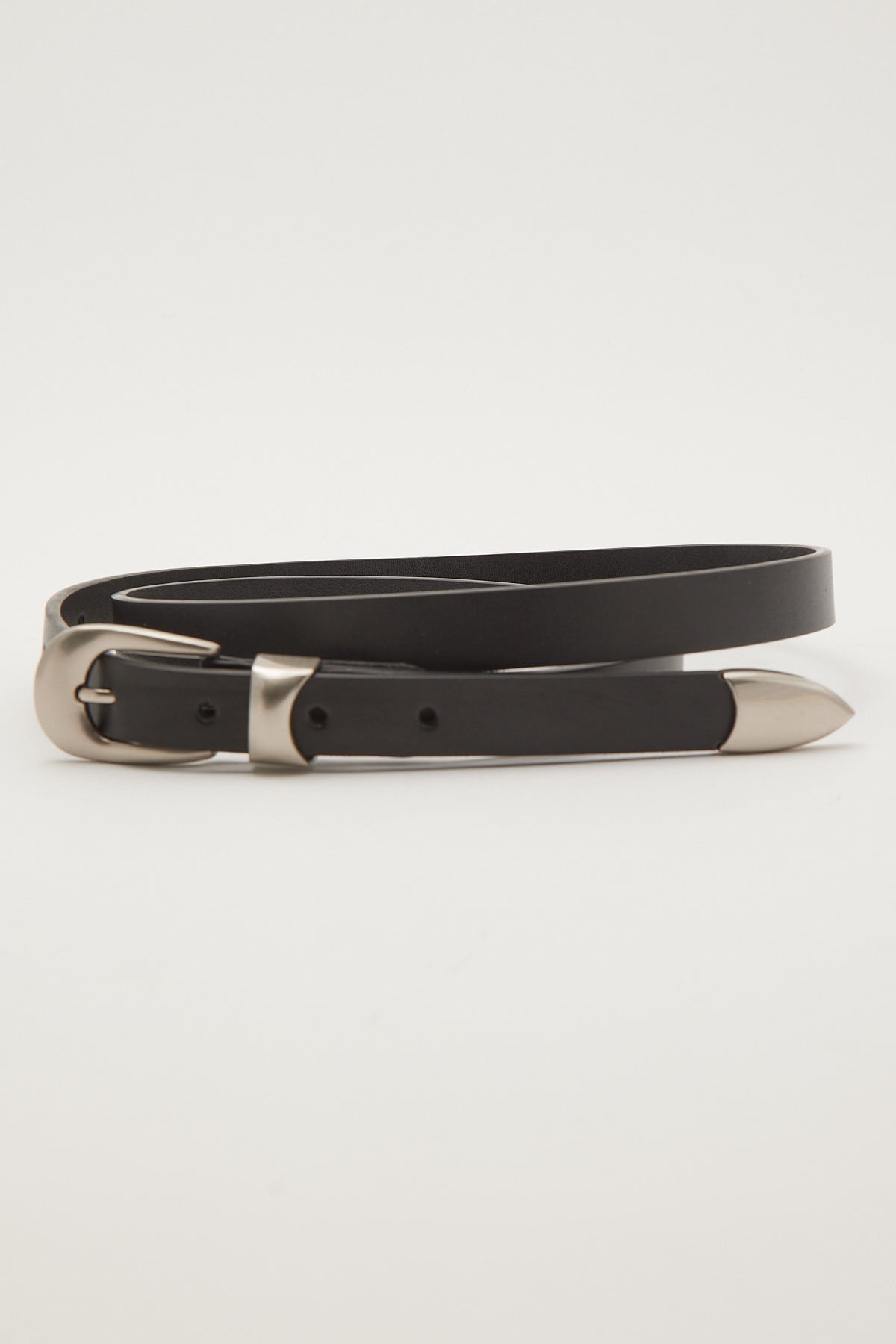 Common Need Slim Western Leather Belt Black