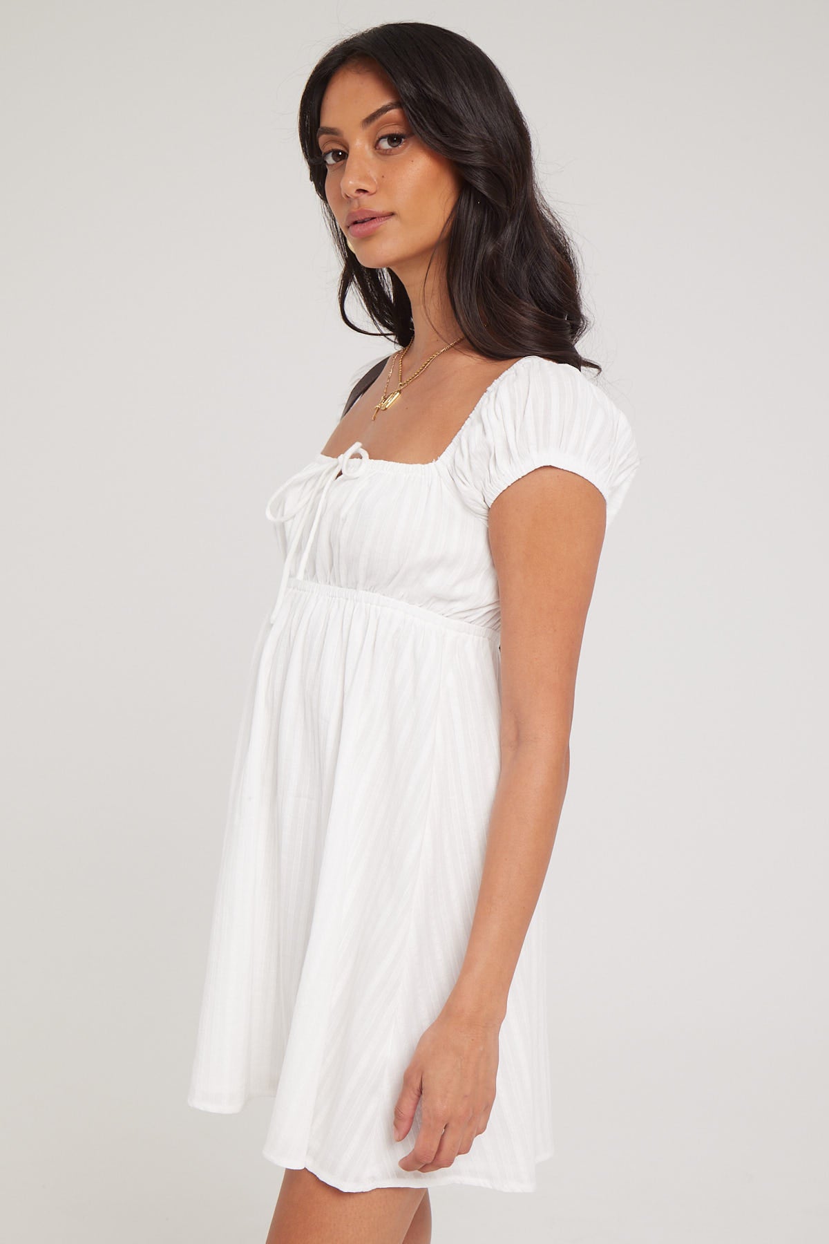 Luck & Trouble Ophelia Babydoll Mini Dress White