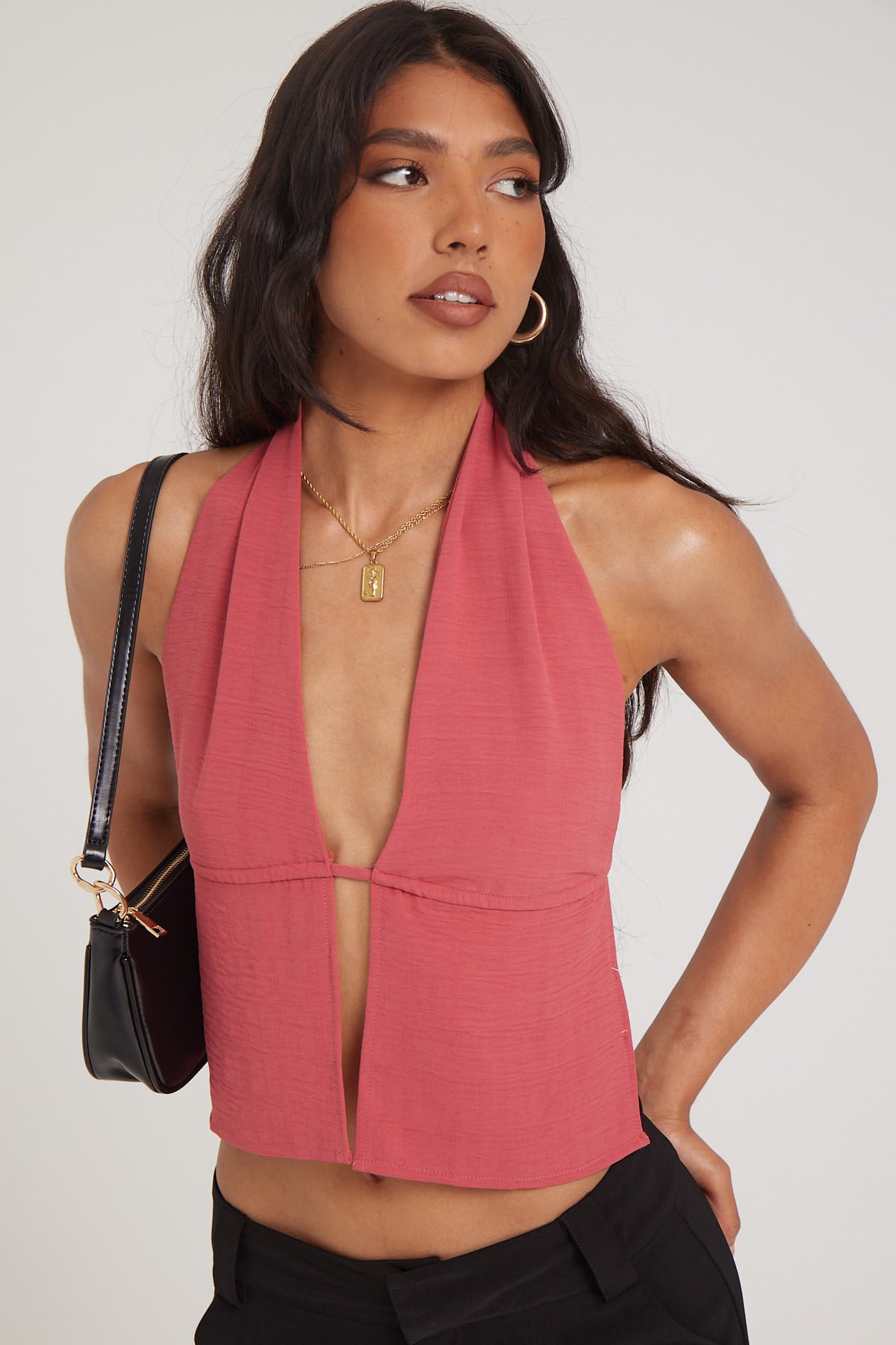 Luck & Trouble Gwen Halter Backless Top Pink