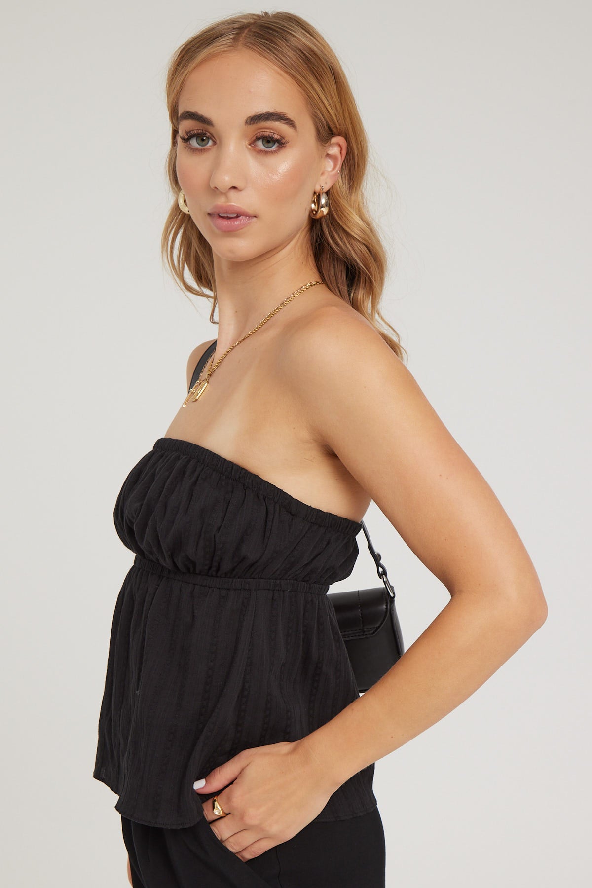 Luck & Trouble Lazy Daze Strapless Top Black