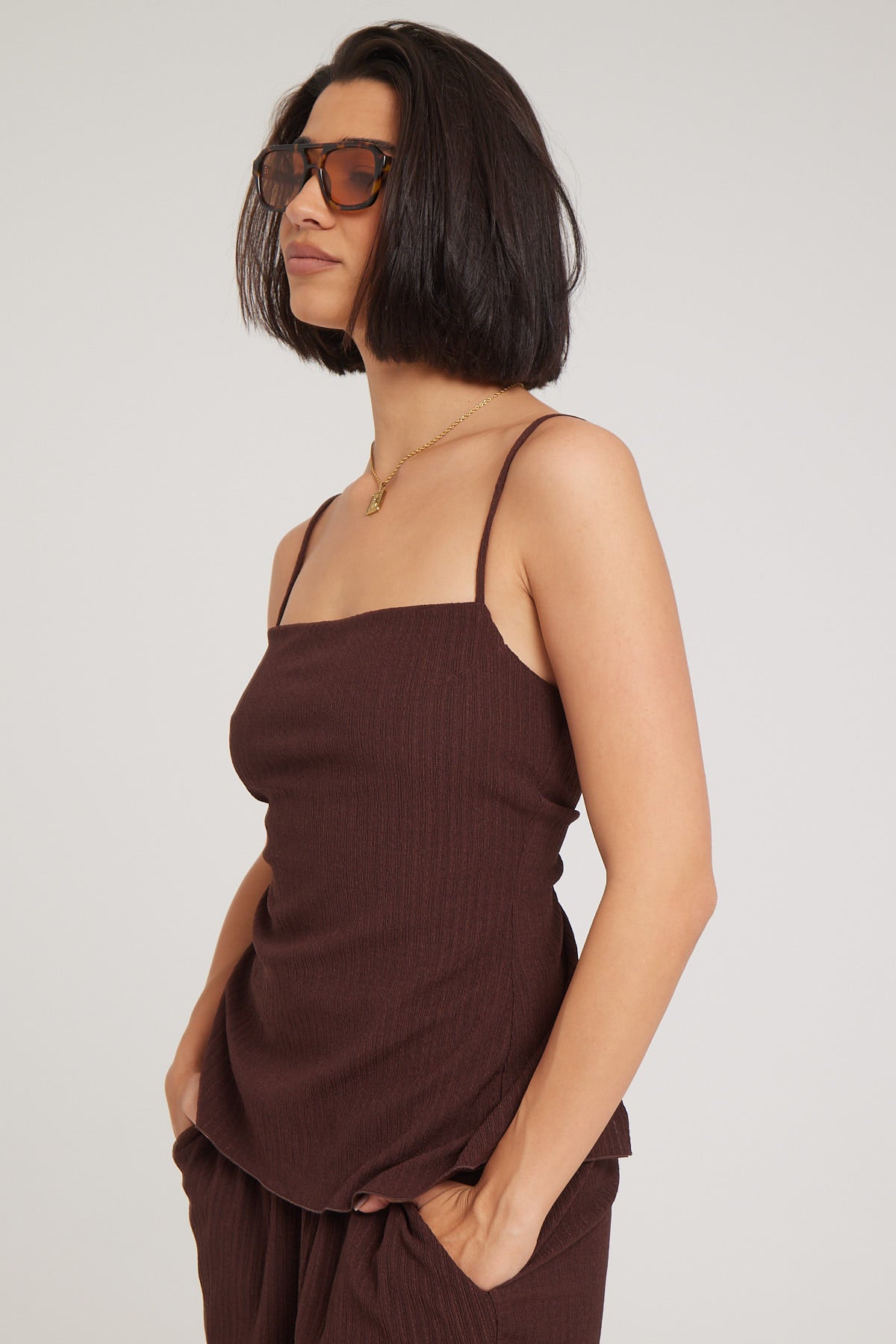 Perfect Stranger Chateau Lace Back Top Brown
