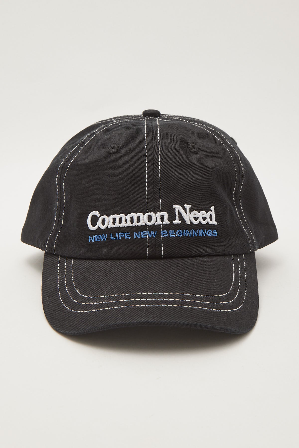 Common Need Contrast Stitch Dad Cap Black