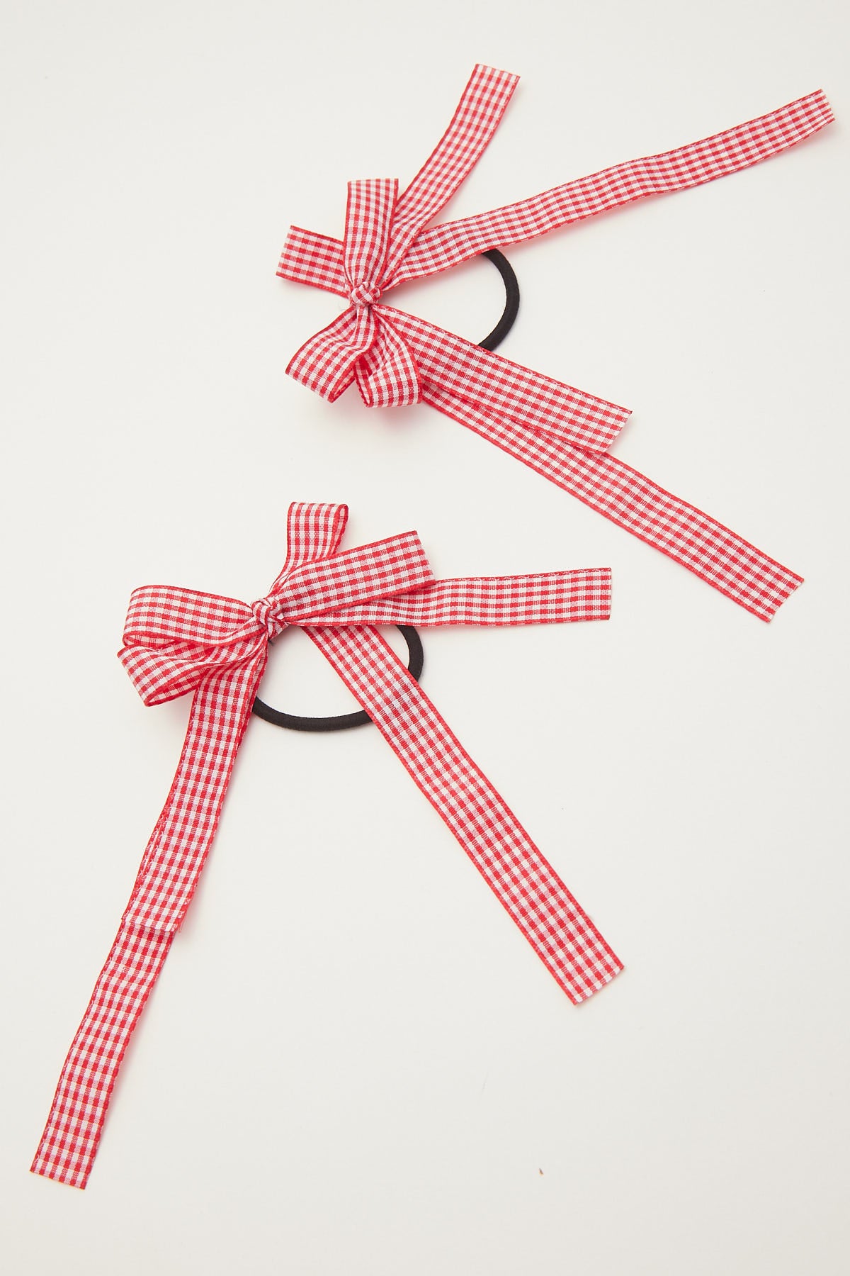 Token Red Gingham Bow Hair Tie 2 Pack Red Print