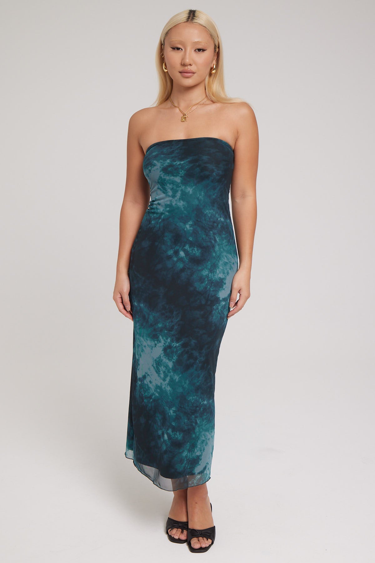 Luck & Trouble Jupiter Tie Dye Recycled Maxi Dress Green Print