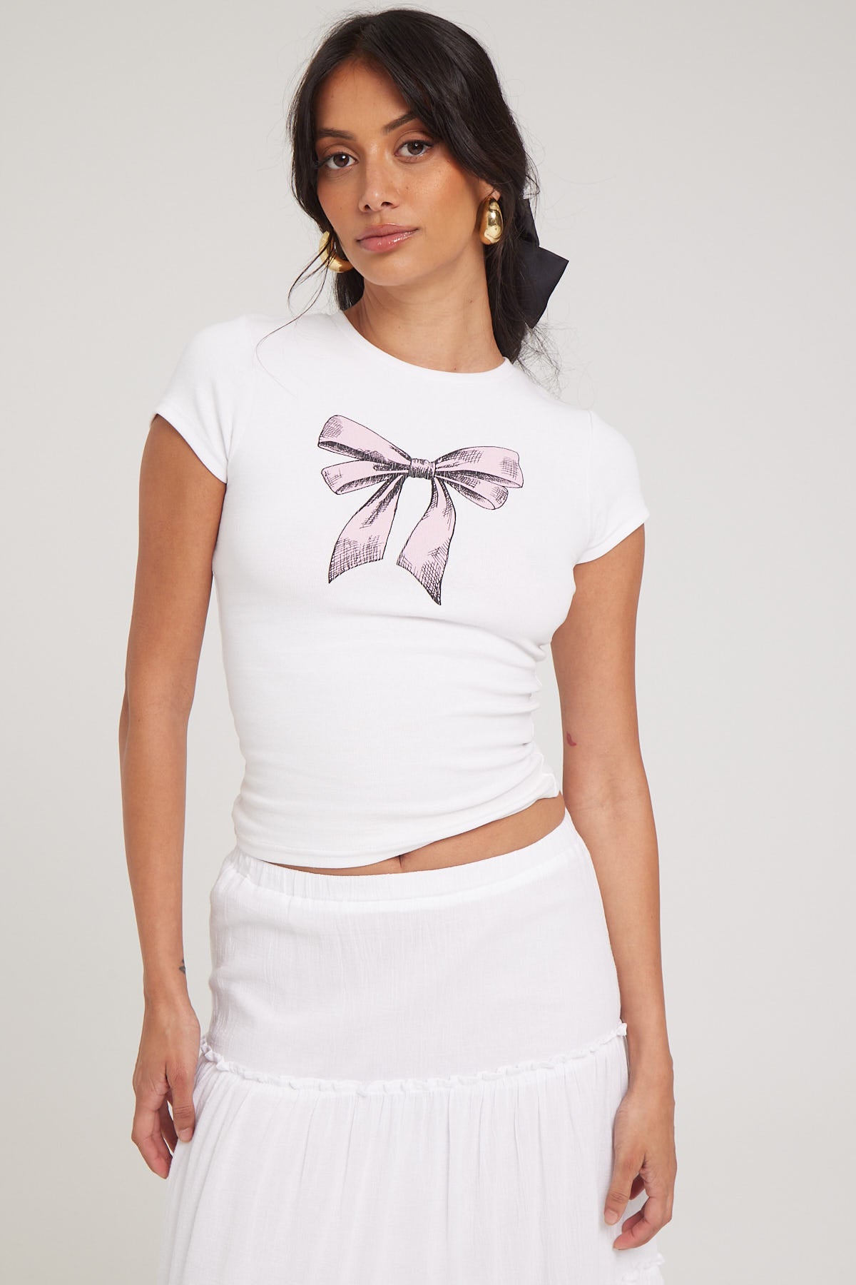 Luck & Trouble Pirouette Baby Tee White