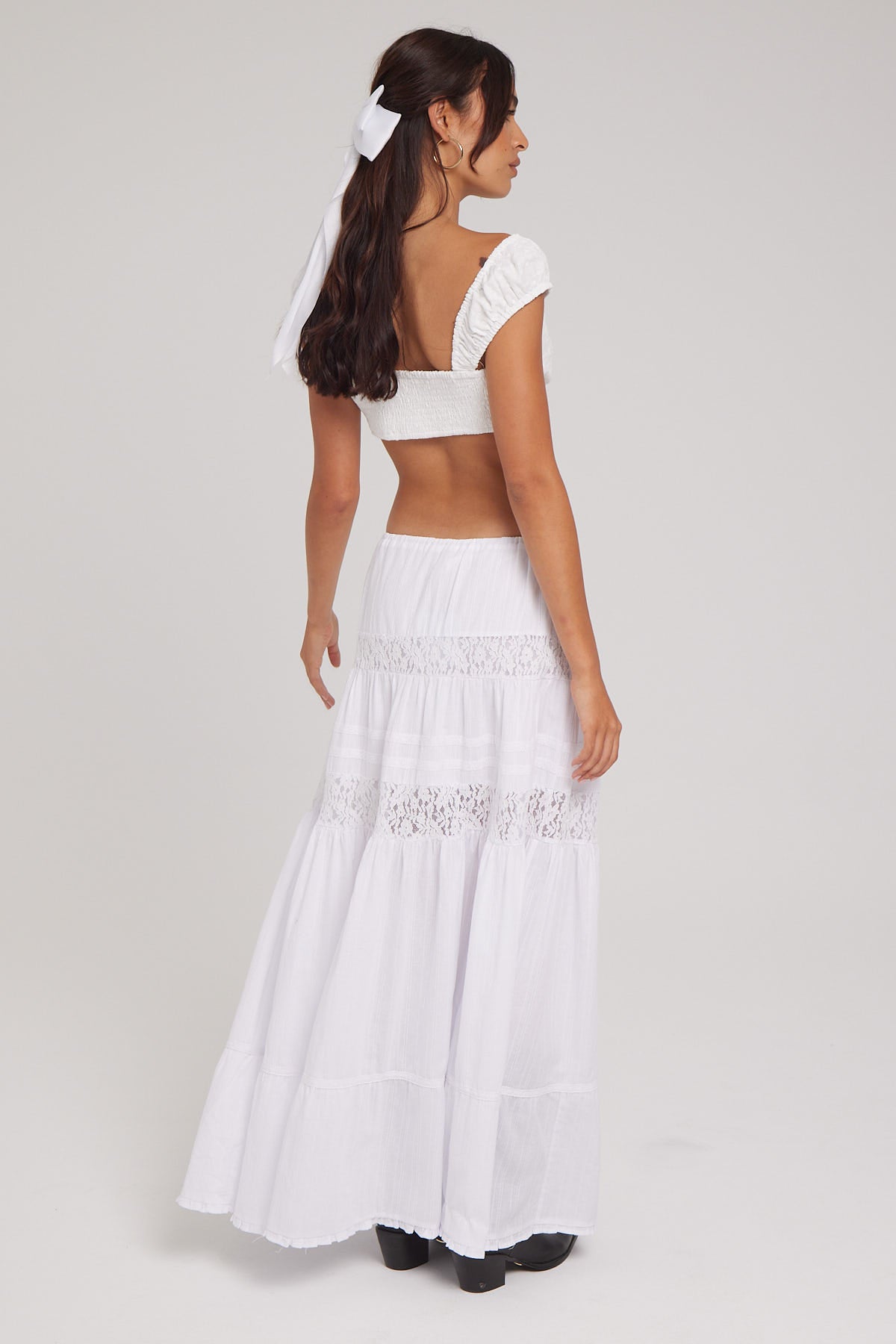 Luck & Trouble Virginia Lace Maxi Skirt White