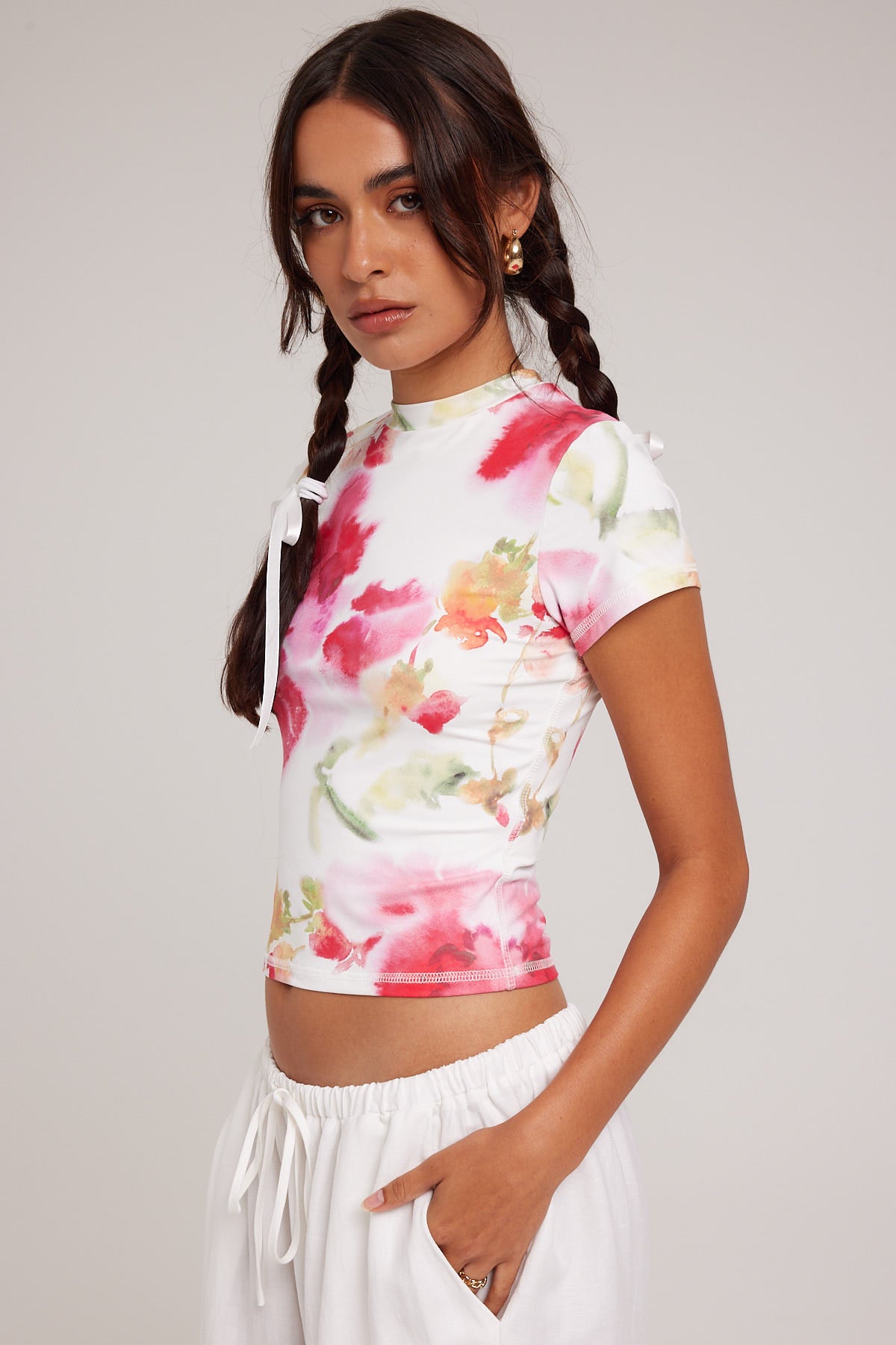 Luck & Trouble Floral Fling Jersey Tee White Print
