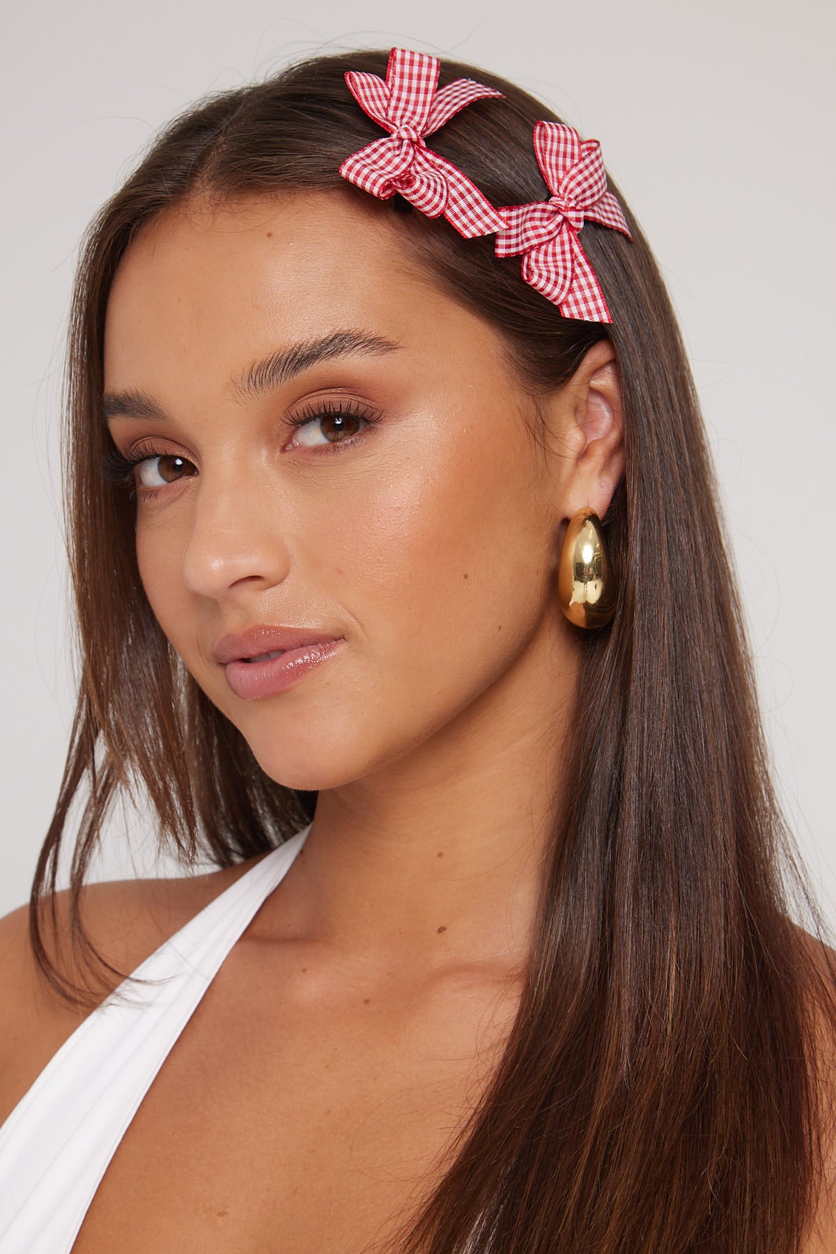Token Louisiana Gingham Bow Hair Clip 4 Pack Red
