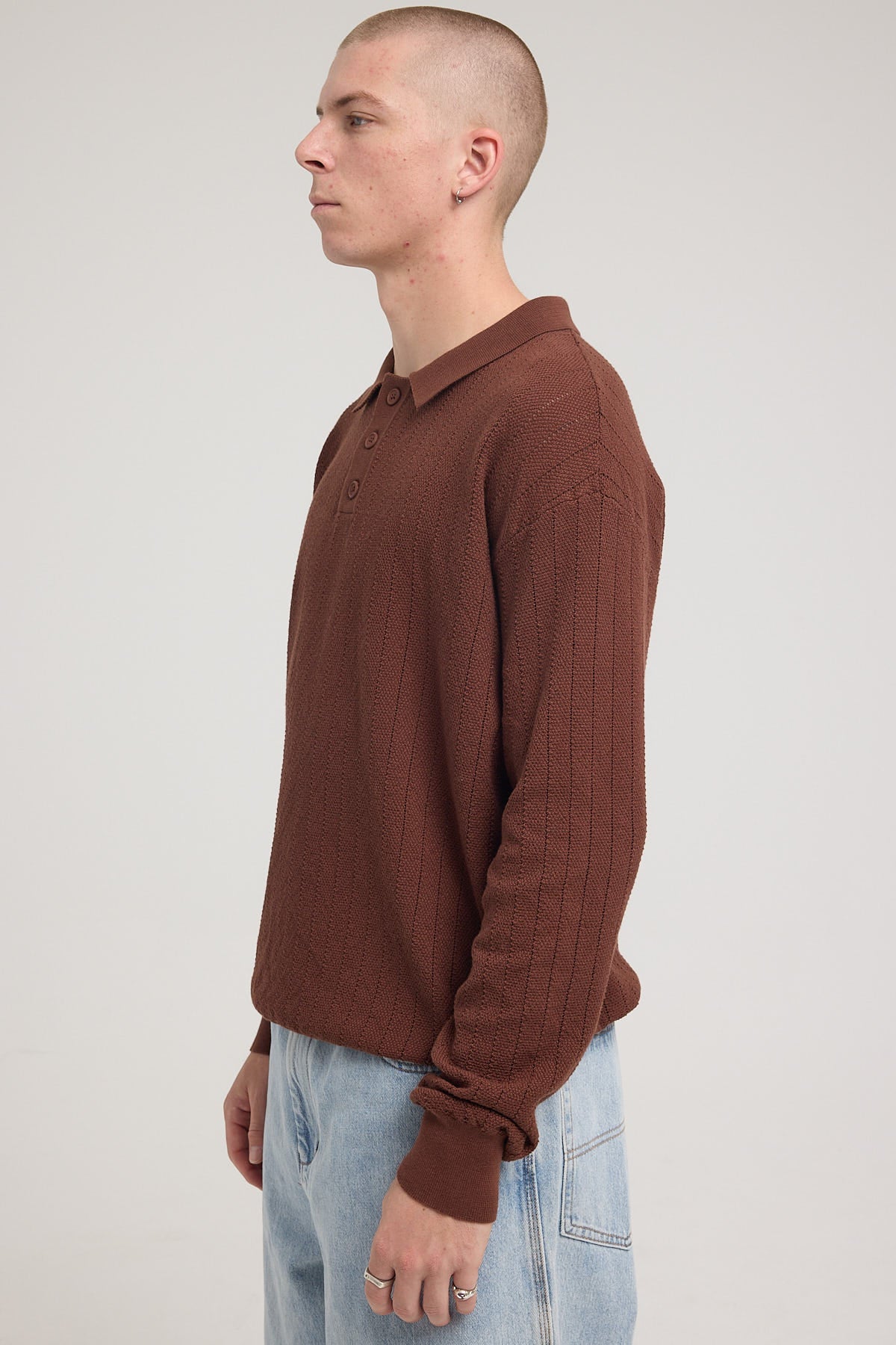 Common Need Darby Long Sleeve Polo Brown