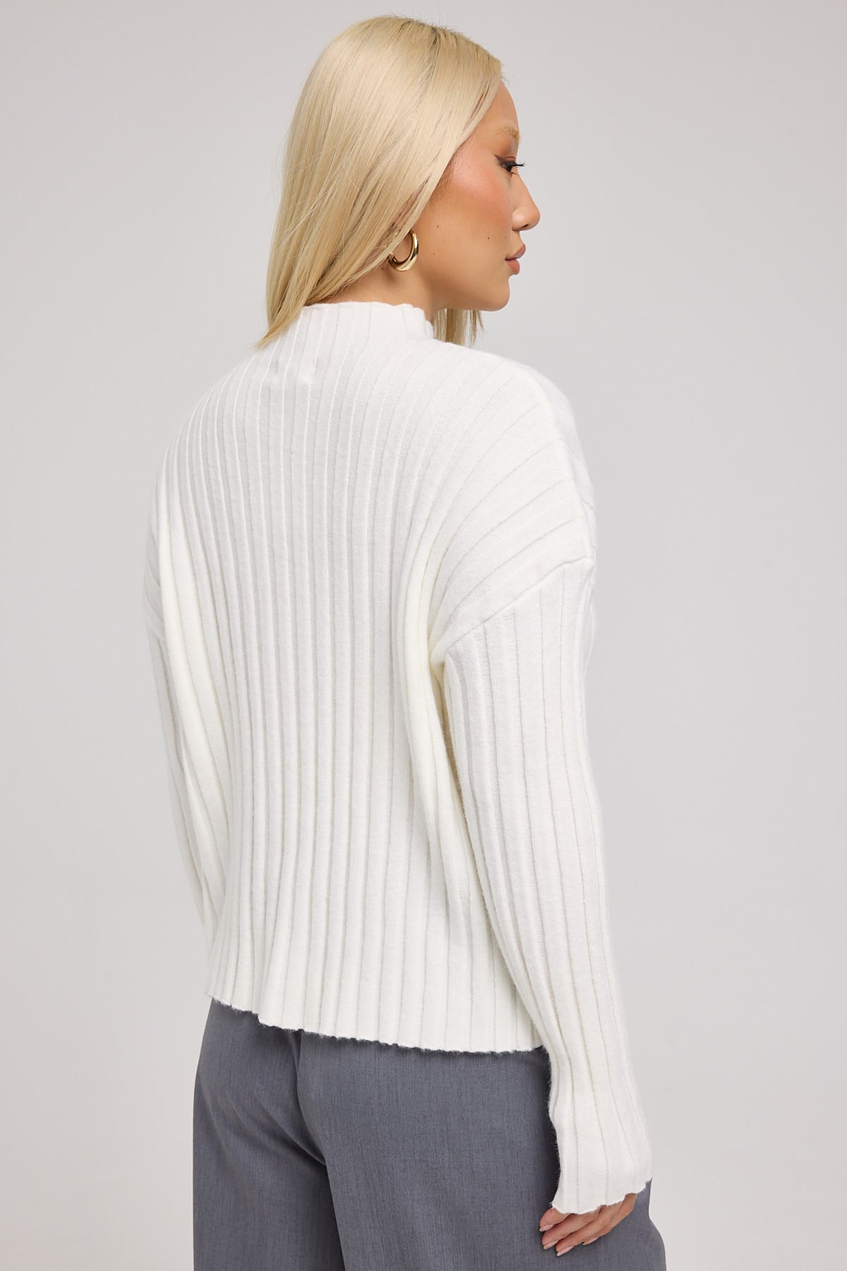Luck & Trouble Avani Ribbed Knit Jumper White