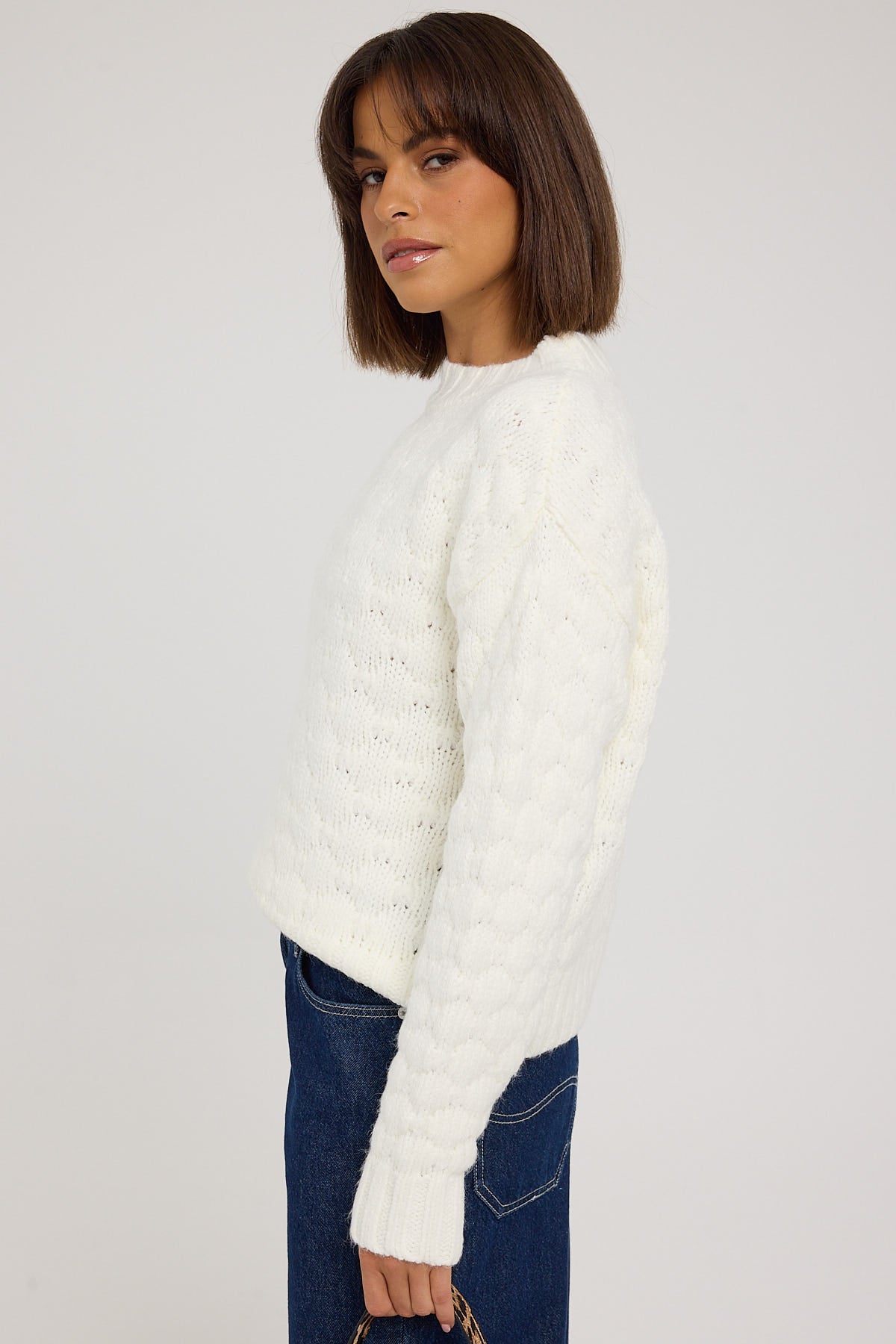 Luck & Trouble Bubble Cotton Knit Jumpers White
