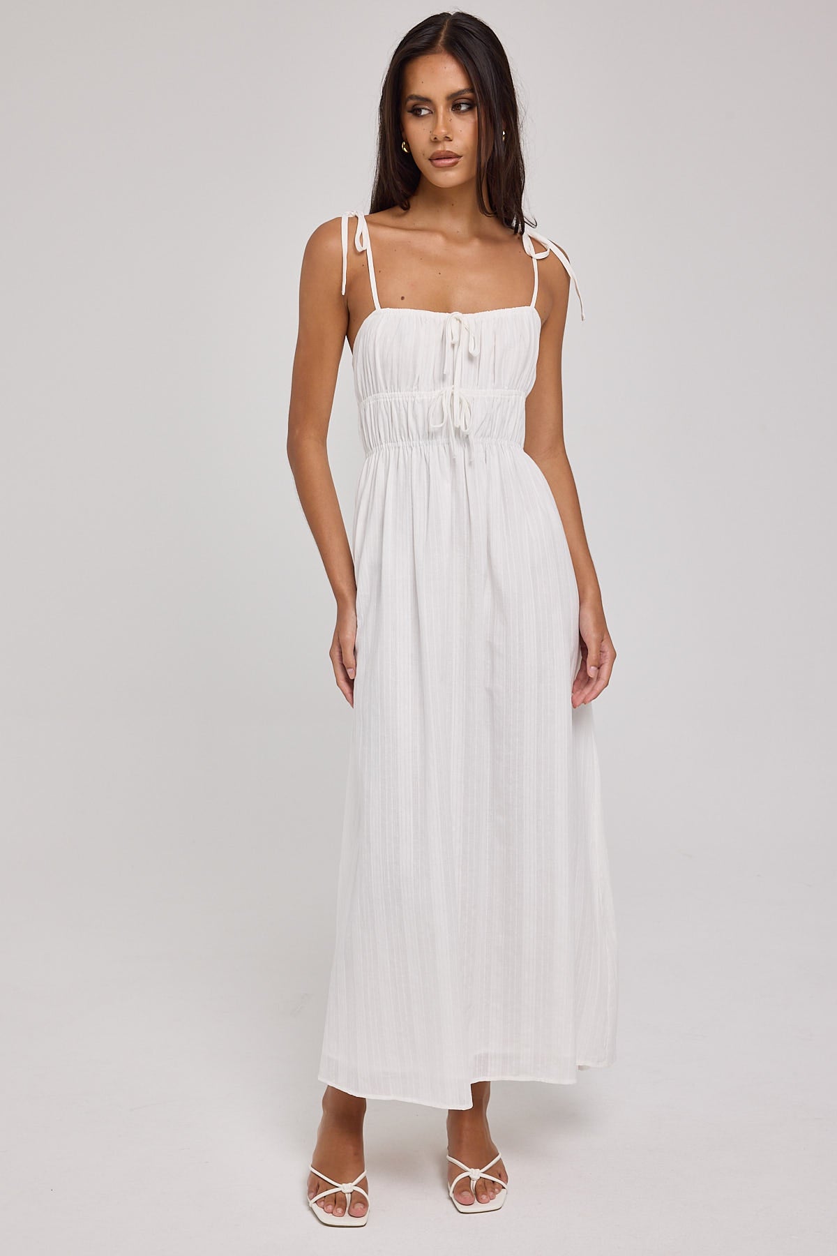 Luck & Trouble Dina Tie Detail Maxi Dress White – Universal Store