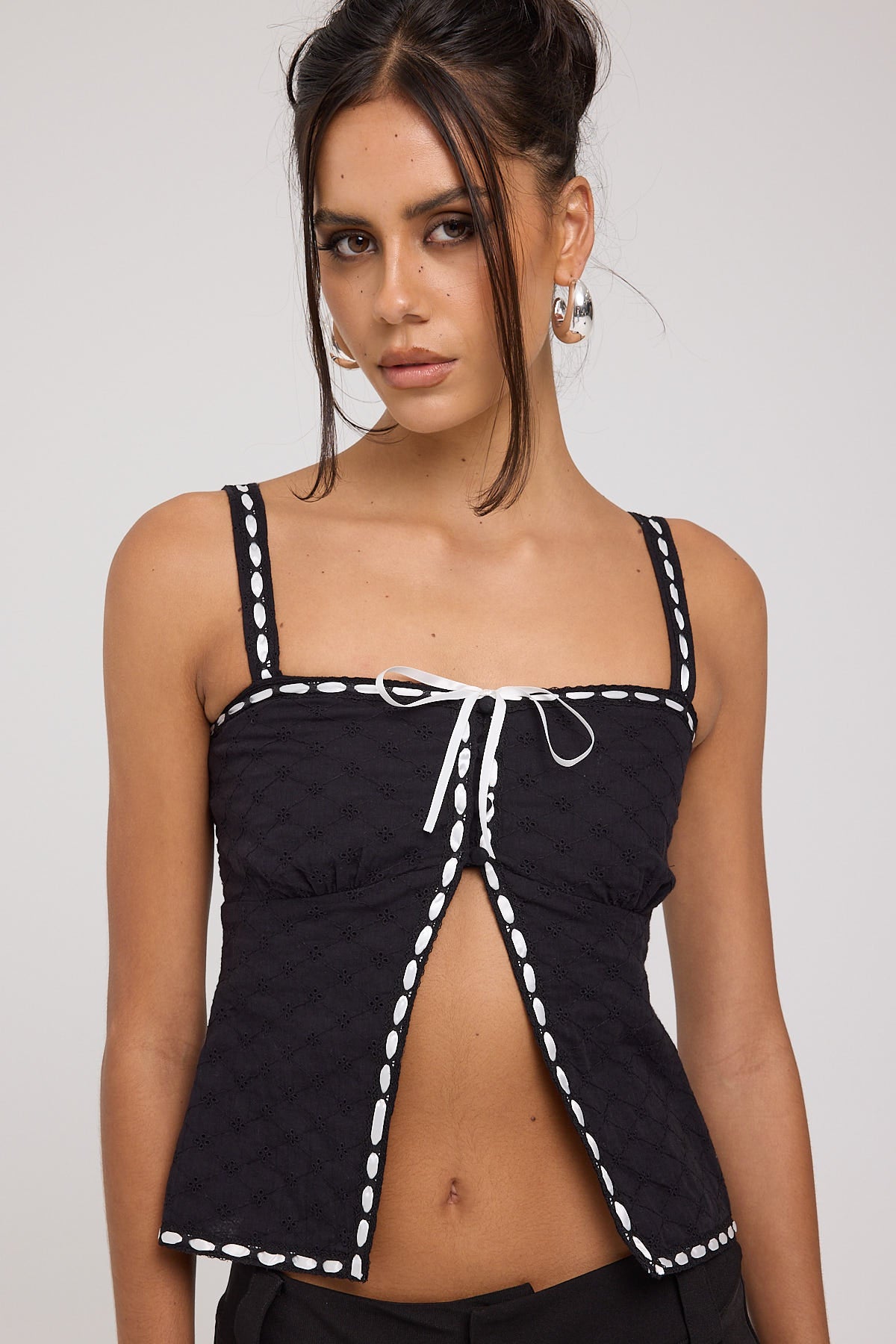 Buy Blue/Black Scenic Print Lace Trim Cami Top from Next Luxembourg