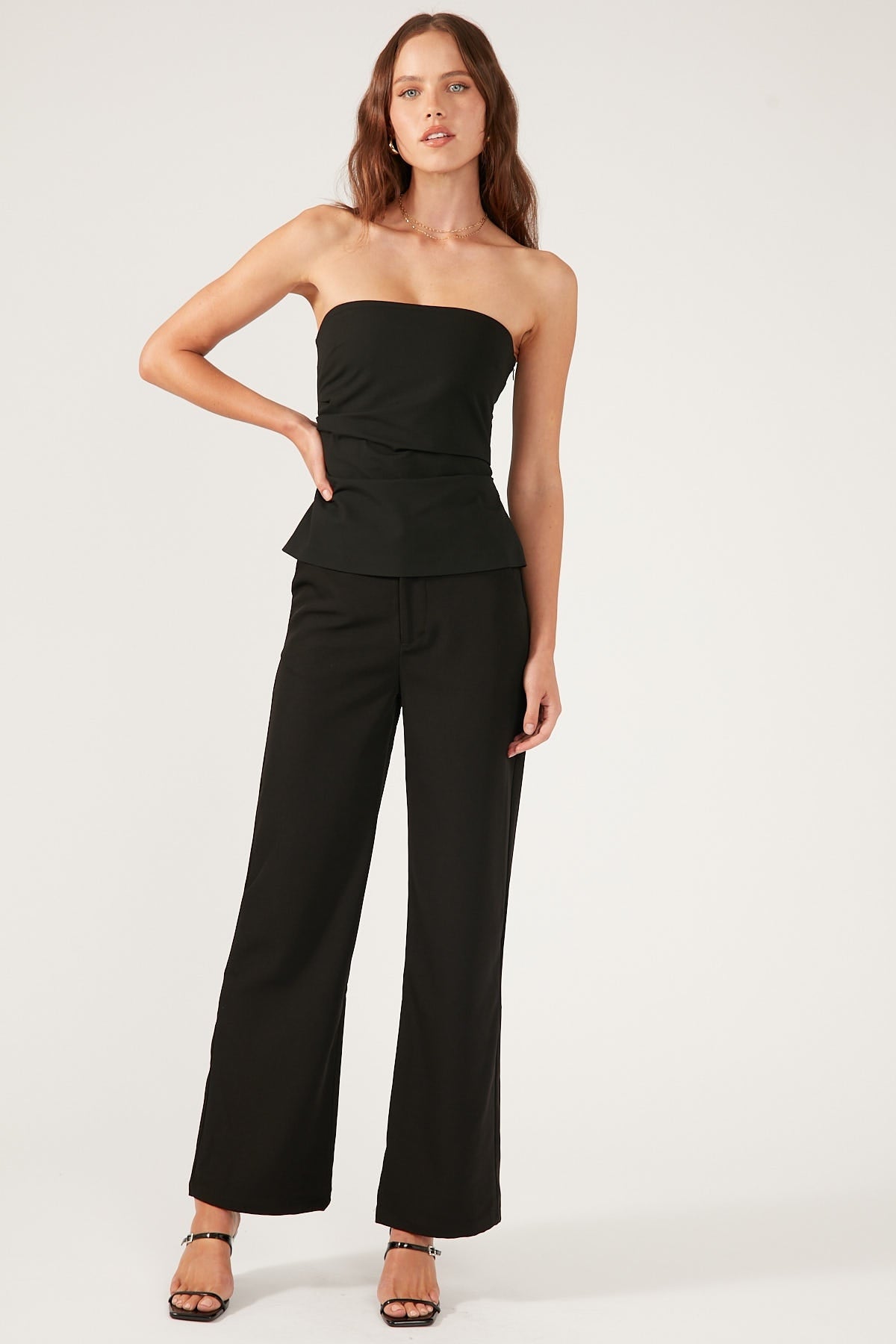 Perfect Stranger Monica Draped Tube Top Black