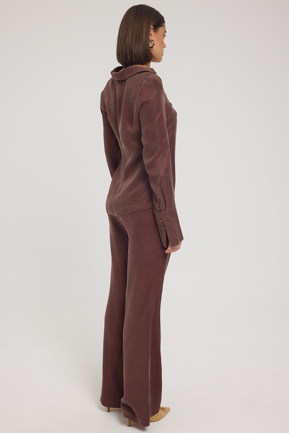 Perfect Stranger Prisca Cupro Wide Leg Pant Brown