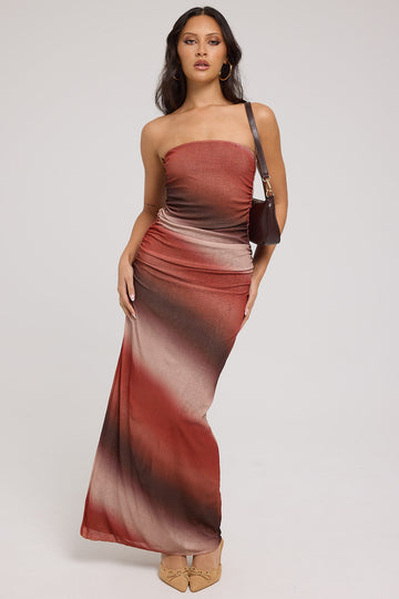 Perfect Stranger Superstition Mesh Maxi Dress Brown Print