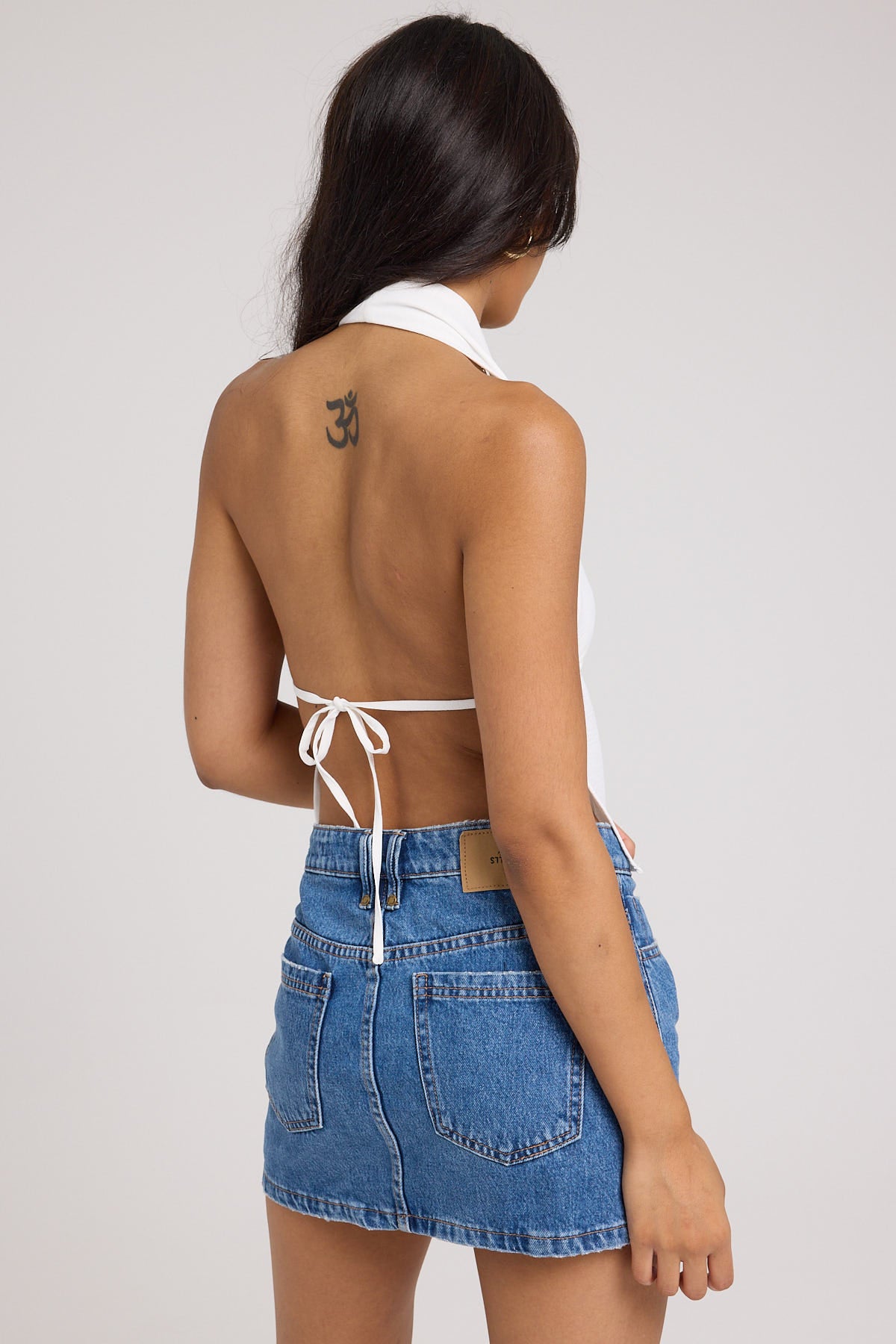 Luck & Trouble Gwen Halter Backless Top White