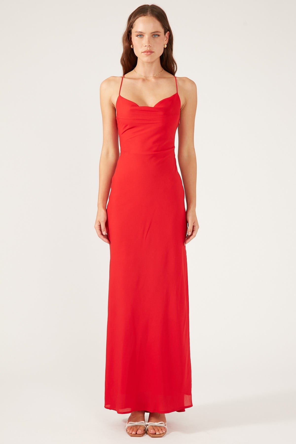 Perfect Stranger Evie Chiffon Maxi Dress Red