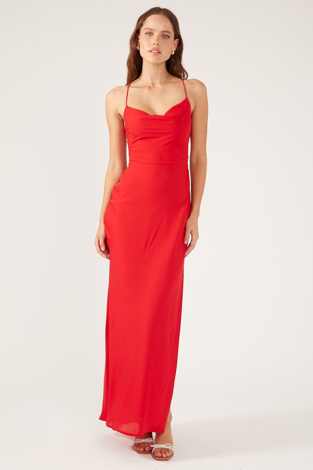 Perfect Stranger Evie Chiffon Maxi Dress Red