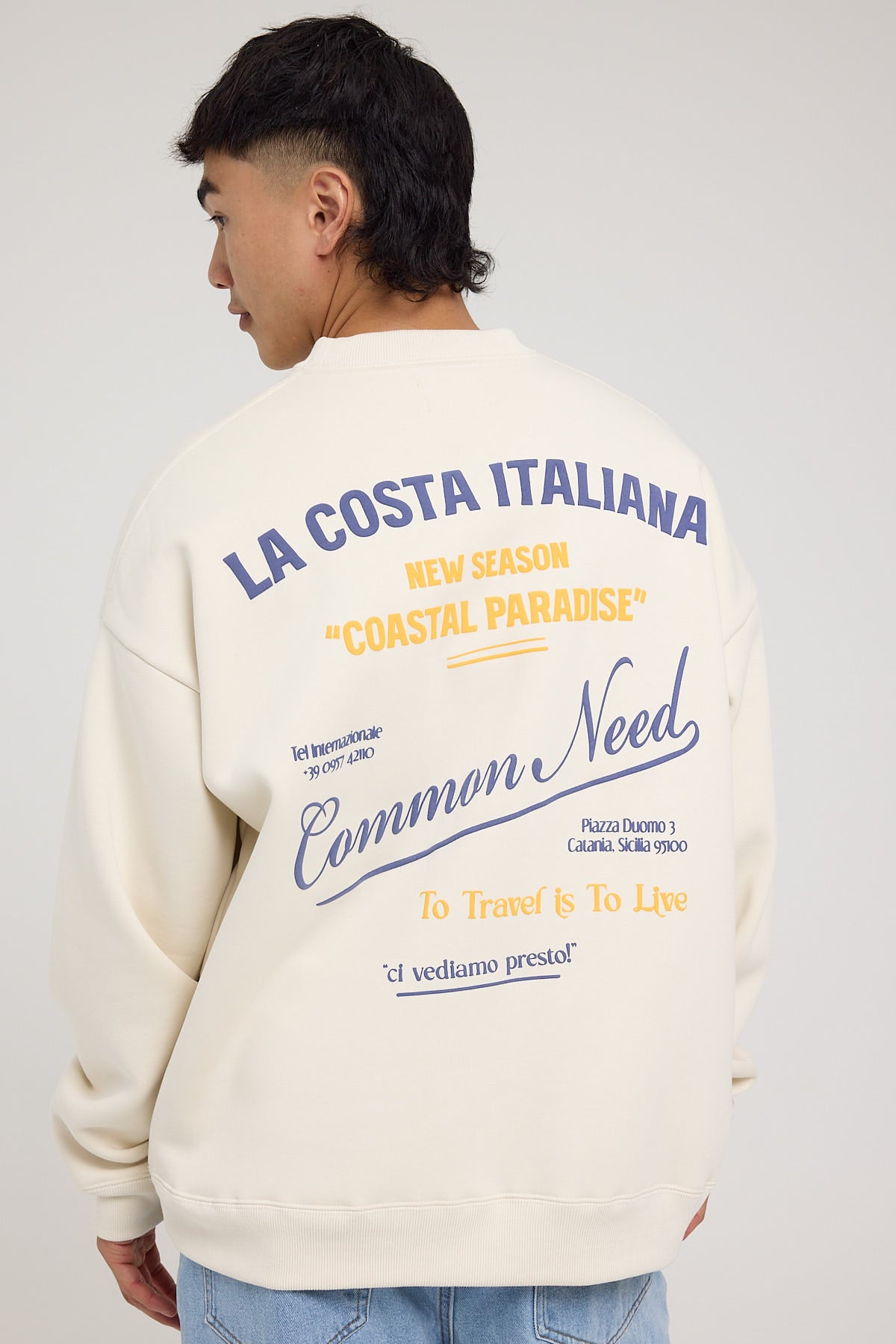 Common Need La Costa Crew Sweater White