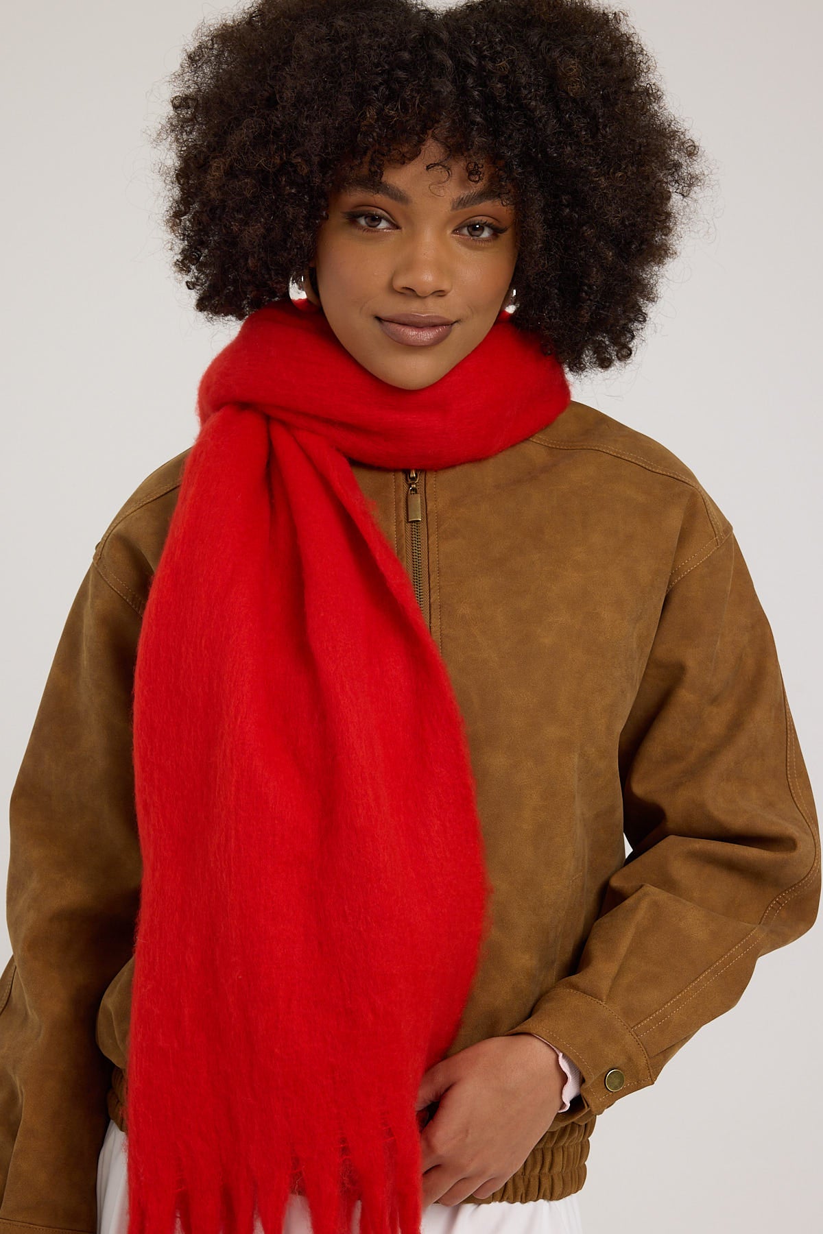 Perfect Stranger Plush Oversized Knit Scarf Red