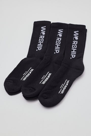 Worship Core Socks 3 Pack Black