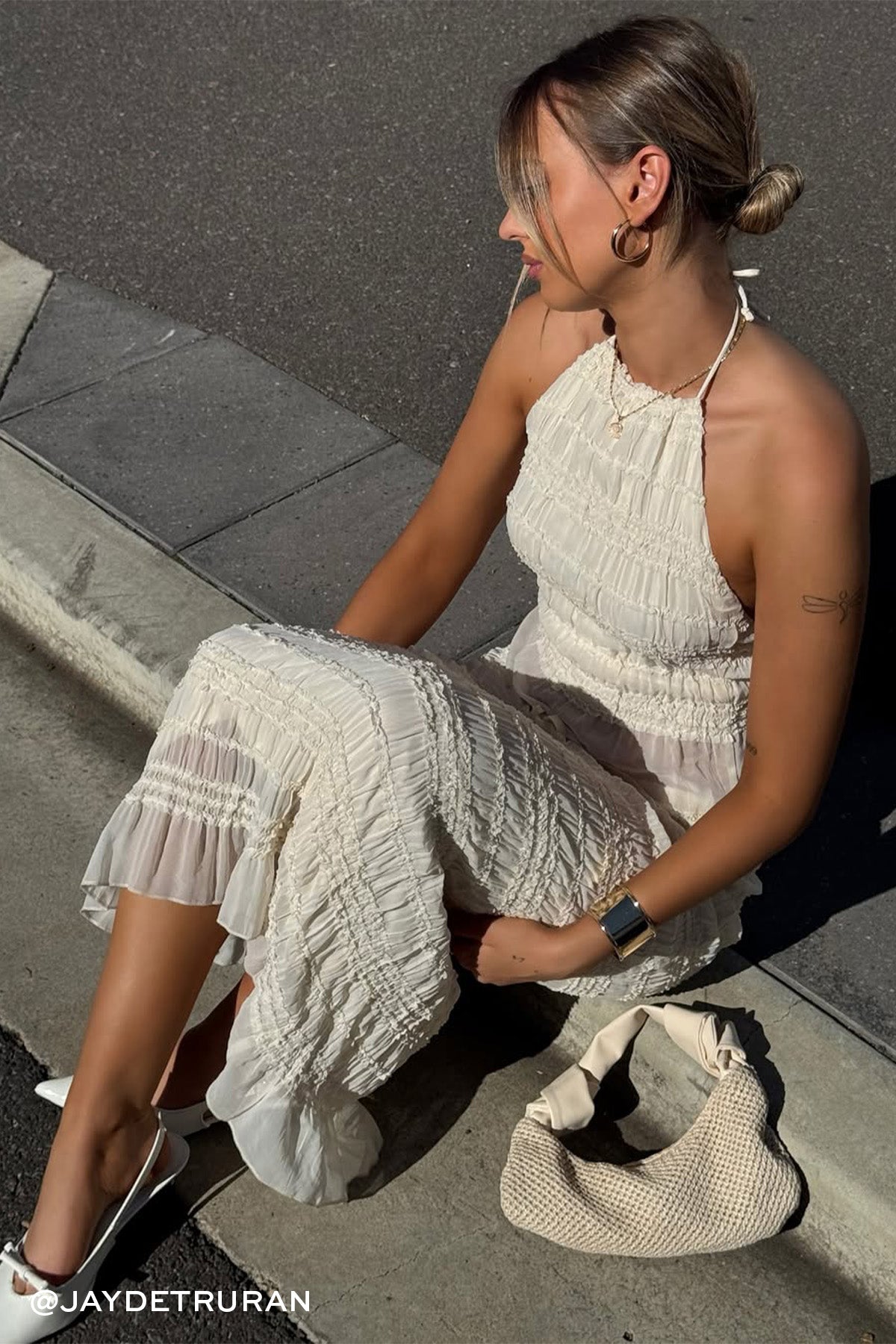 Luck & Trouble Marisole Gathered Maxi Skirt Cream