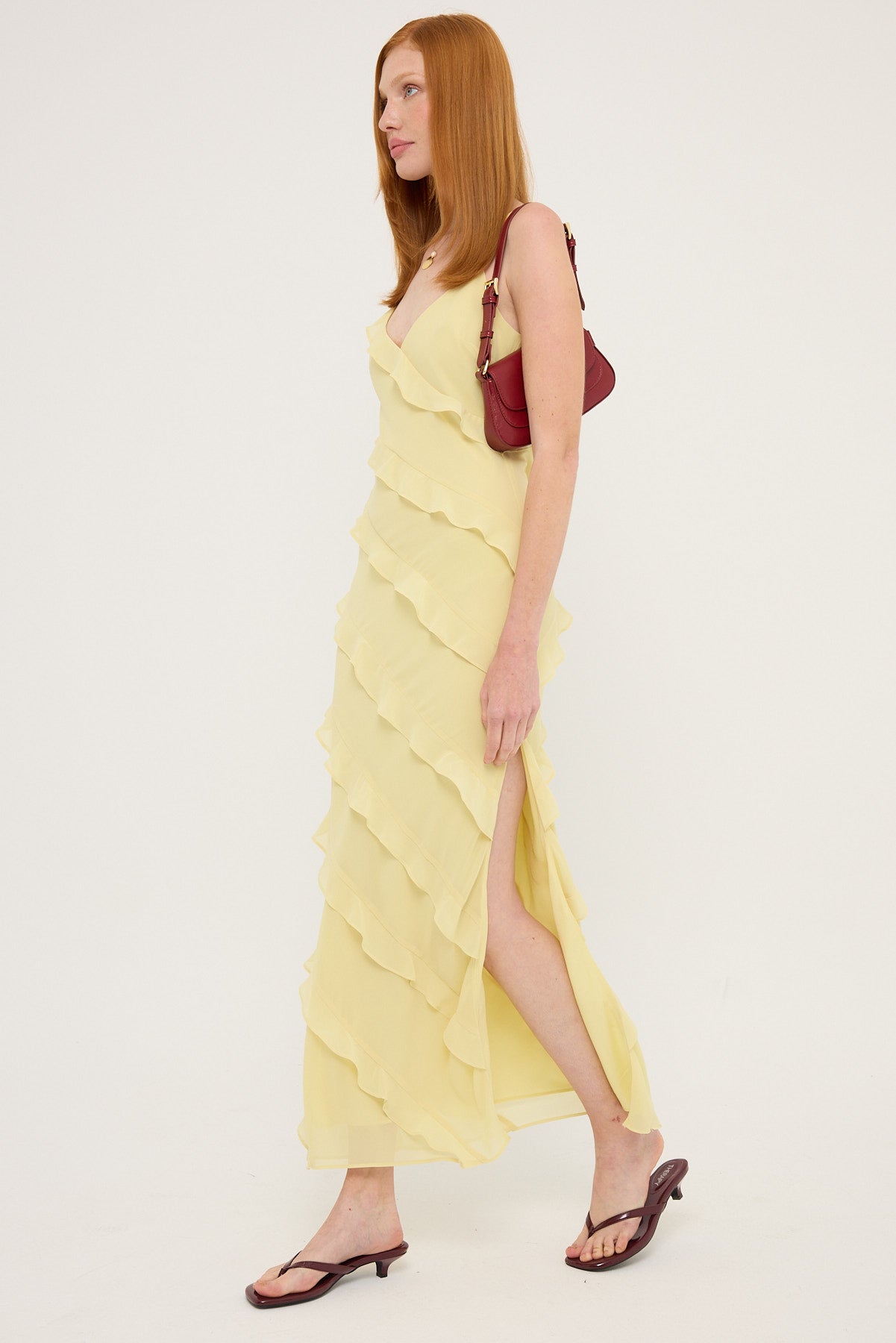 Luck & Trouble Chiffon Ruffle Maxi Dress Lemon – Universal Store