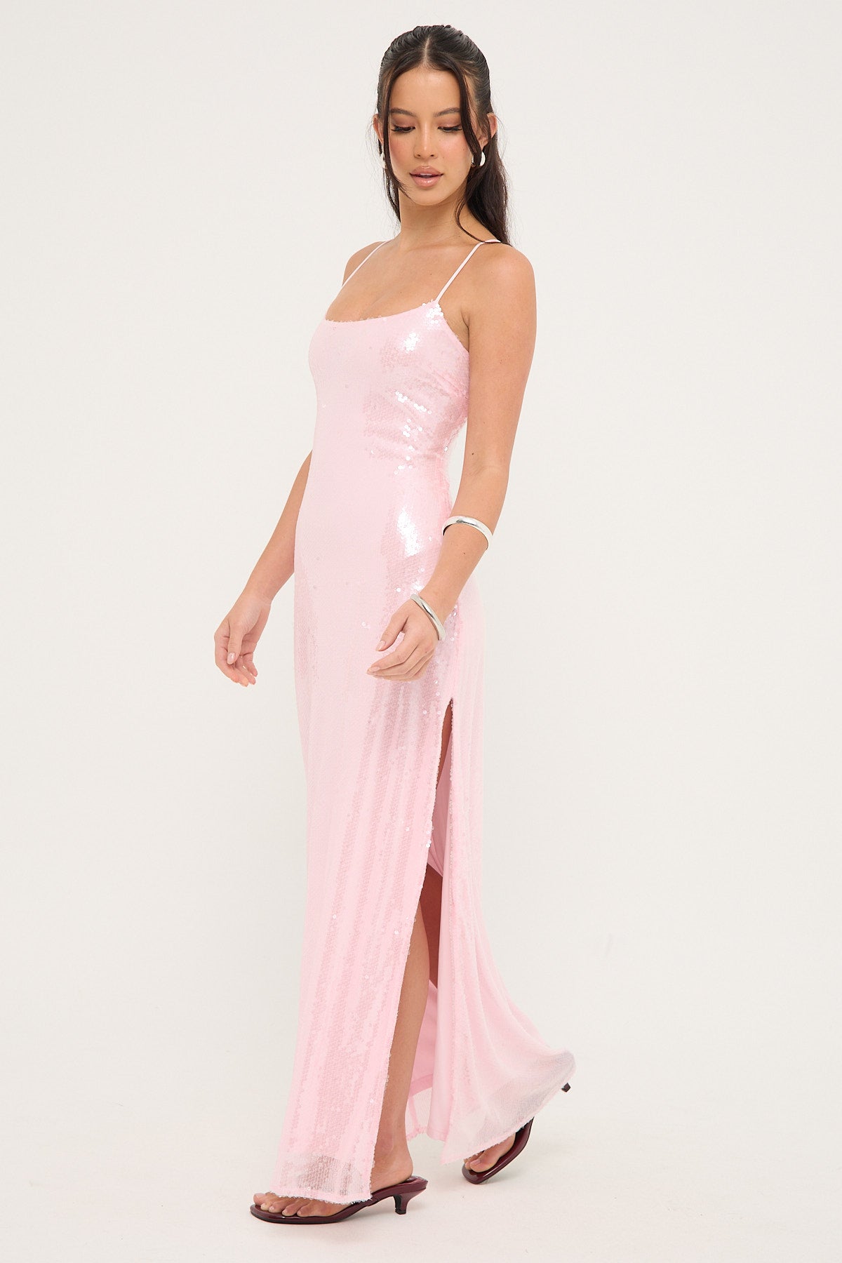 Luck & Trouble Glisten Sequin Maxi Dress Light Pink Universal Store Luck & Trouble Glisten Sequin Maxi Dress Light Pink Universal Store