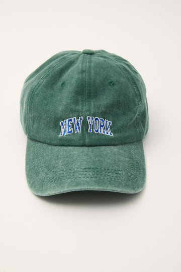 Token Washed Embroidered New York Cap Washed Green