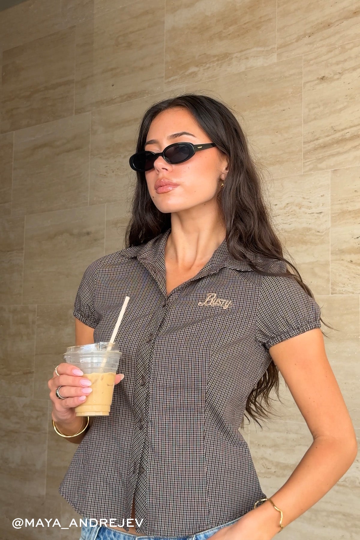 Rusty Missy May Check Shirt Java Plaid