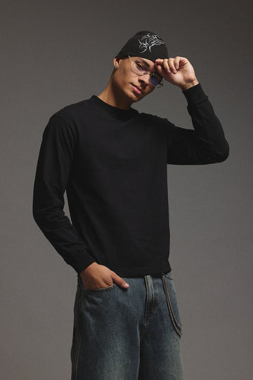 Open Archive Organic Boxy Long Sleeve Tee Black