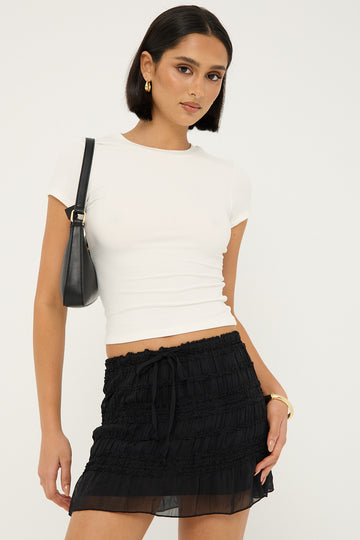 Luck + Trouble Marisole Gathered Mini Skirt Black