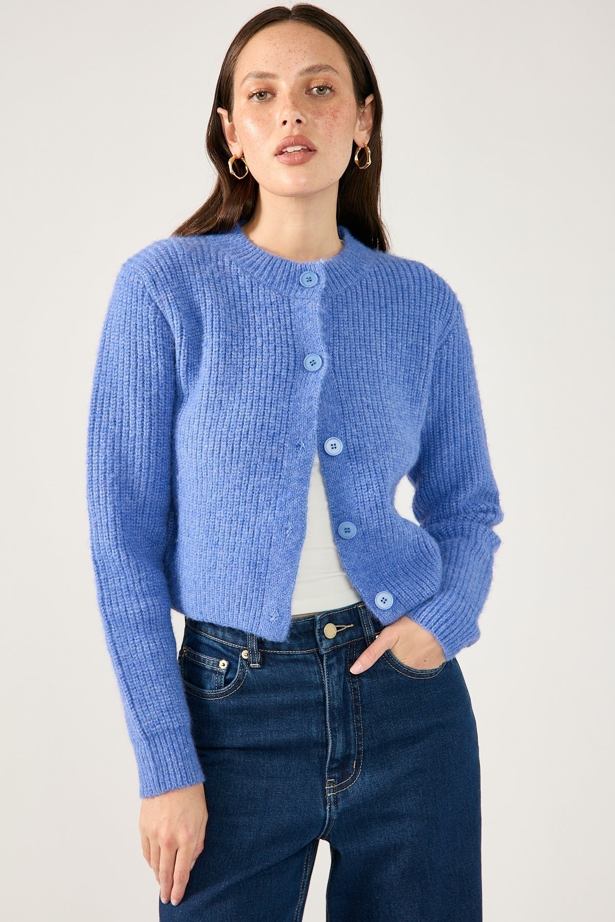 Perfect Stranger Prue Fluffy Cardigan Blue